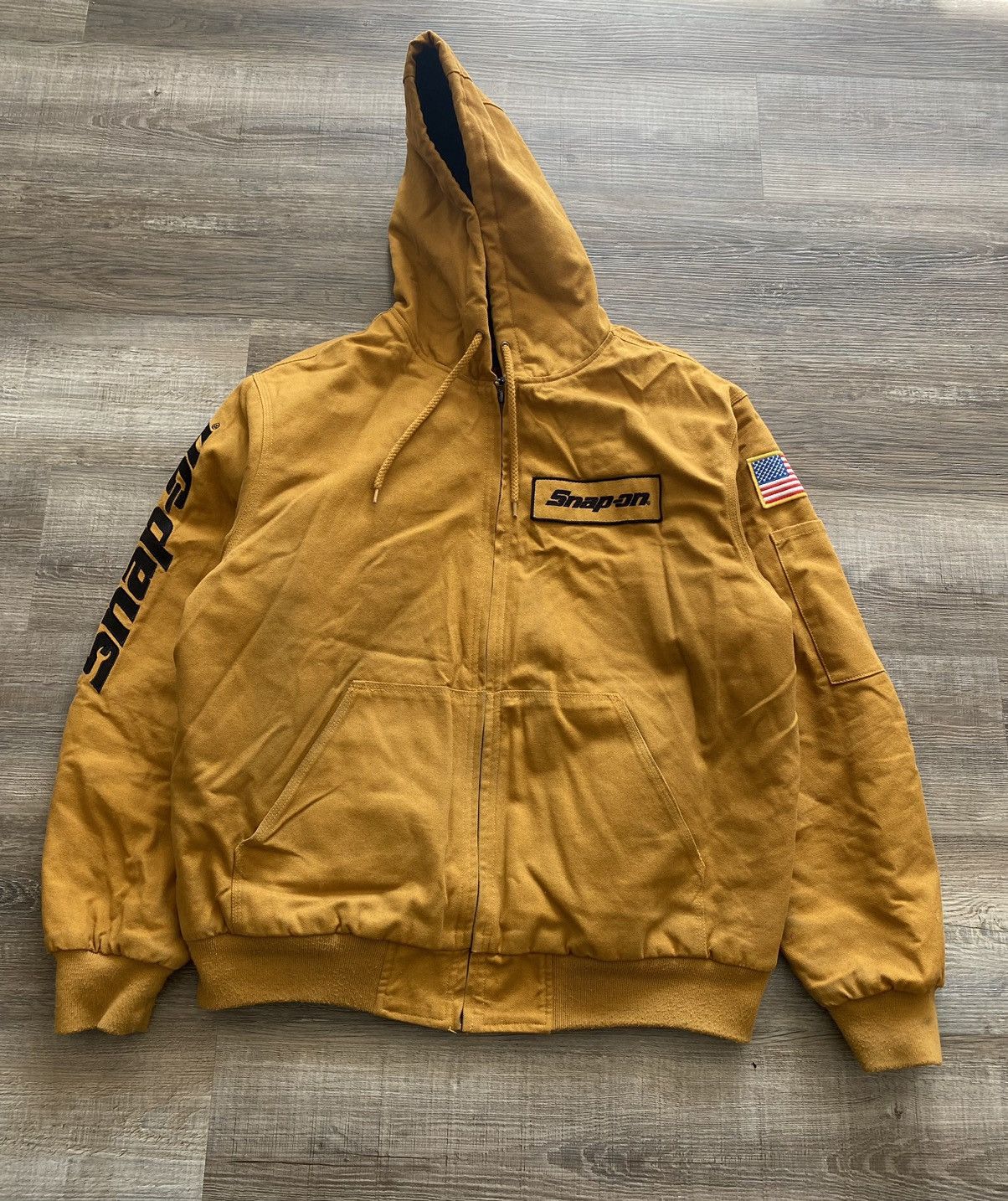 image of Vintage Y2K Snap On Racing Carhartt Style Heavy Jacket in Yellow, Men's (Size XL)