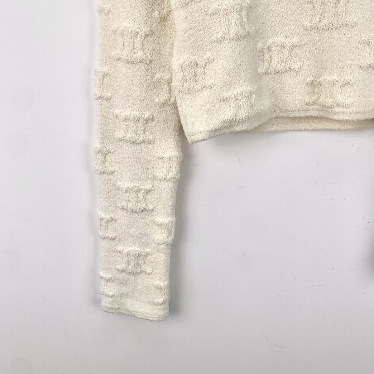 Celine Celine Off-white Triomphe Logo Knit Top K26WX Size S / US 4 / IT 40 - 5 Thumbnail
