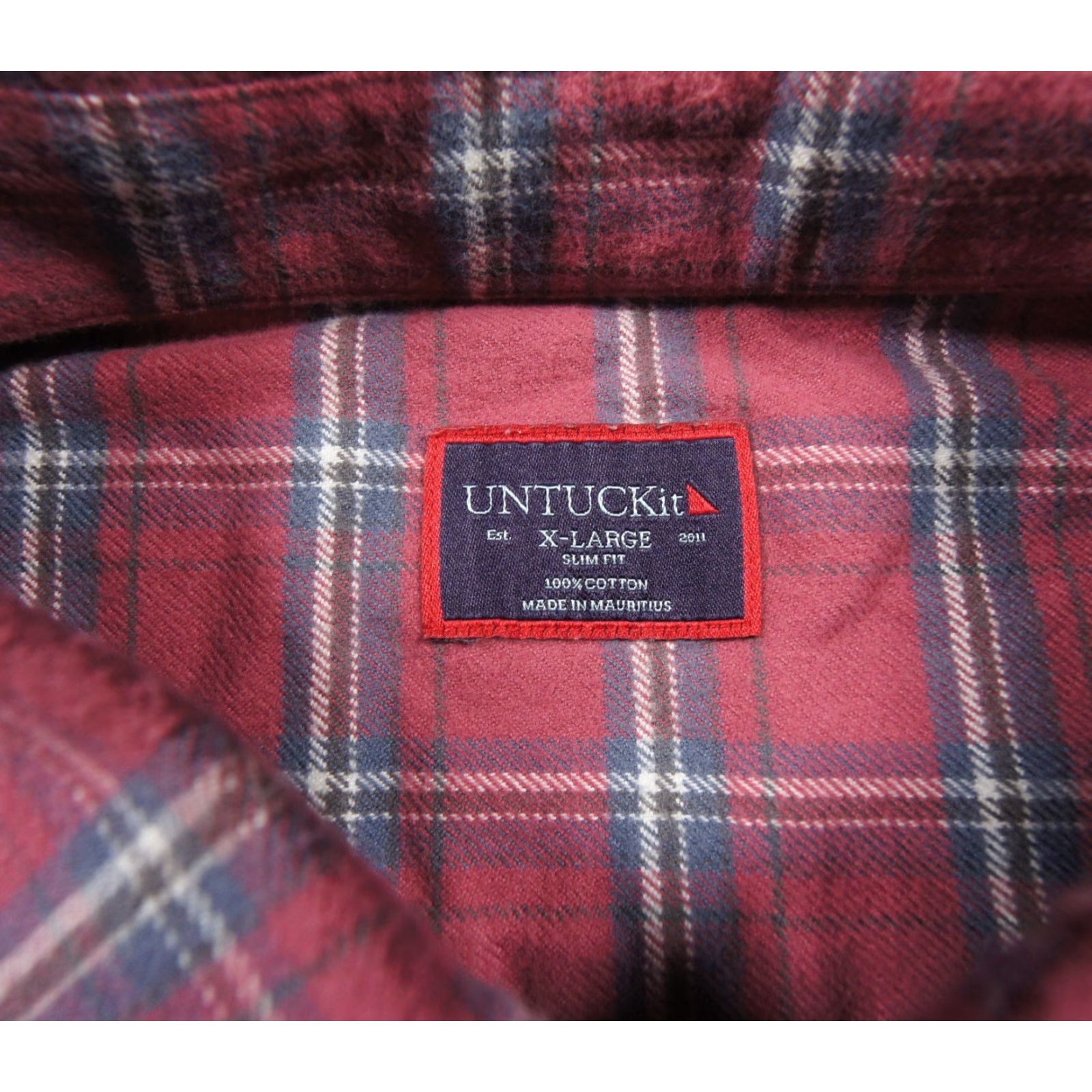 UNTUCKit UNTUCKit Shirt Mens XL Red Button-Down Flannel Slim Fit Barnwood Long Sleeve Shirt Size US XL / EU 56 / 4 - 5 Thumbnail