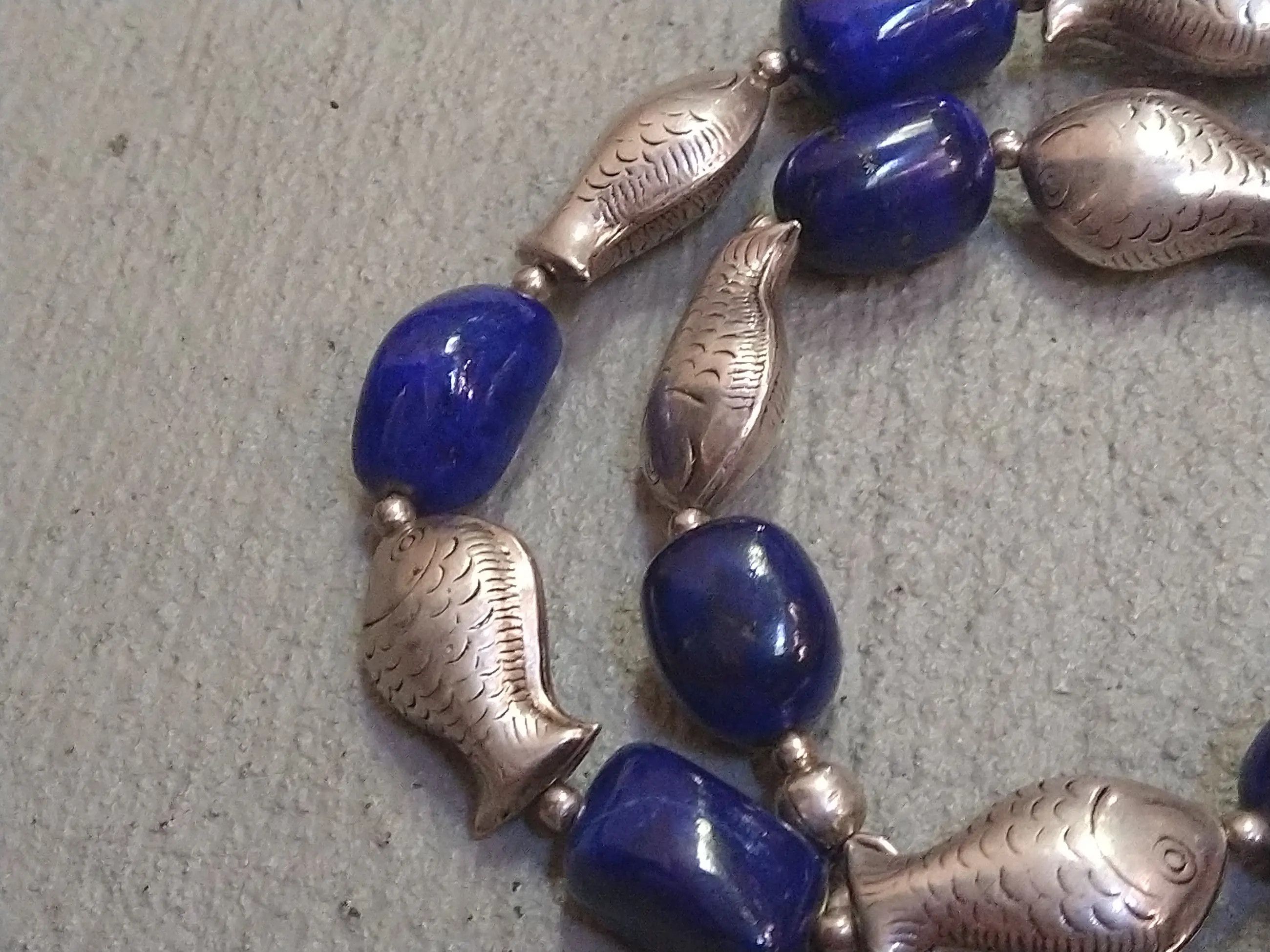Jewelry Sterling Silver Necklace Fish Lapis Lazuli Size ONE SIZE - 4 Thumbnail