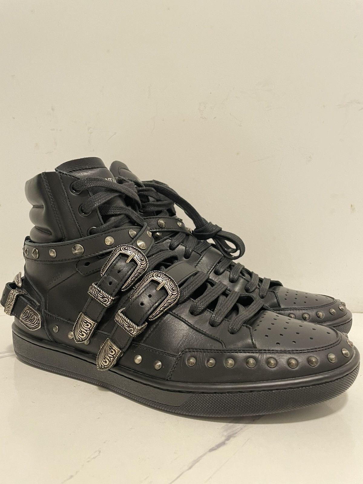 Saint Laurent Paris saint laurent sl/17h black leather high top 