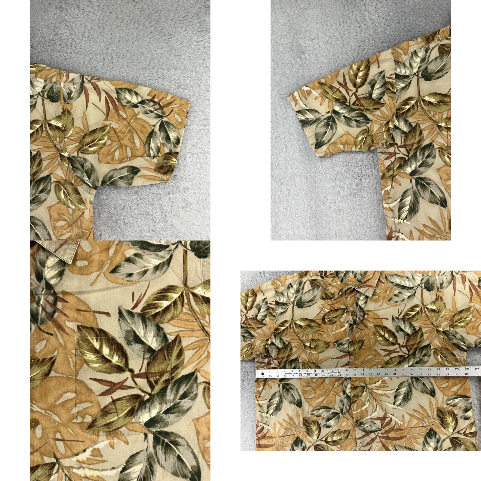 Nautica VINTAGE Nautica Shirt Men XL Beige Green Floral Hawaiian Leaf Pattern Cotton Button-Up Casual, Beach, Aloha, Floral, 90s Mens Size US XL / EU 56 / 4 - 8 Thumbnail