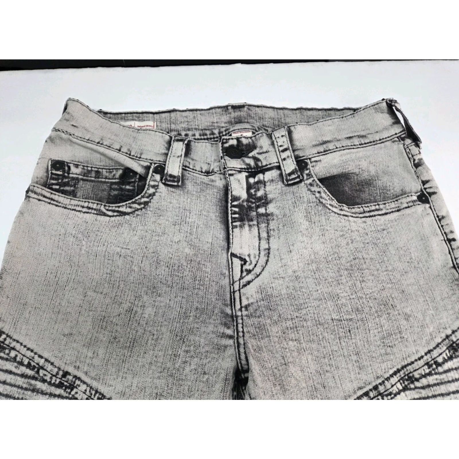True Religion VINTAGE True Religion Jeans? Rocco Relaxed Skinny 32/33 Gray 5-Pocket Embroidered Denim Mens Size US 32 / EU 48 - 3 Thumbnail
