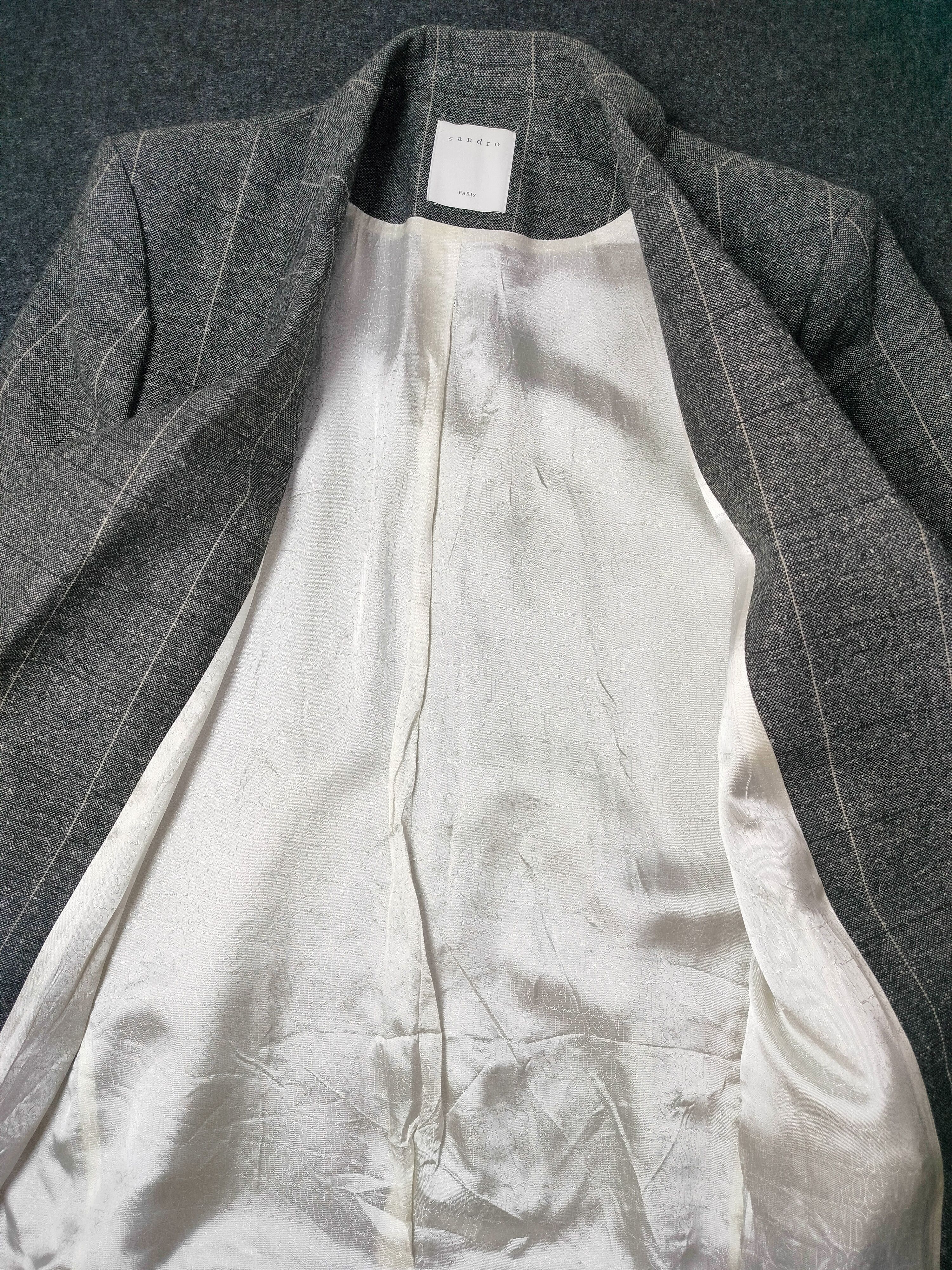 Sandro Sandro Paris Lani Checked Double-Breasted Blazer in Gray Size M / US 6-8 / IT 42-44 - 5 Thumbnail