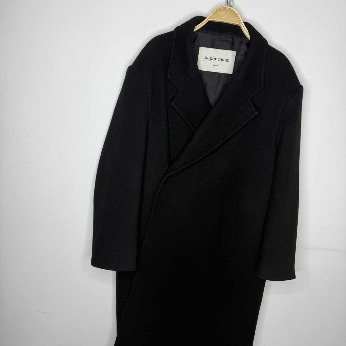 Japanese Brand Paper Moon Made in Korea Oversized Heavy Black Wool Coat Size US M / EU 48-50 / 2 - 5 Thumbnail