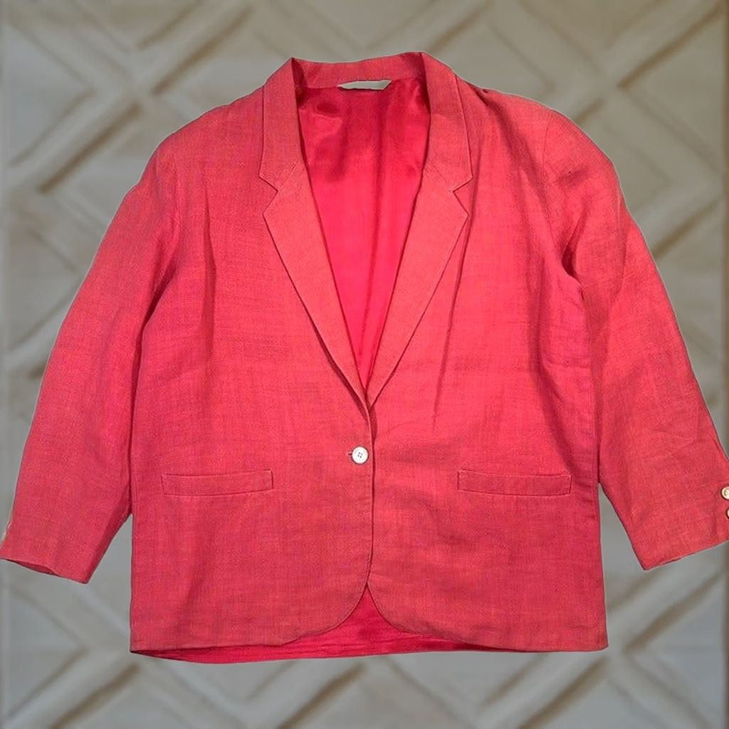 Talbots VINTAGE Talbots Pink Blazer Jacket 14 Women Blazer Pink 80s Preppy Work Career Talbots Womens 14 Size XL / US 12-14 / IT 48-50 - 1 Thumbnail