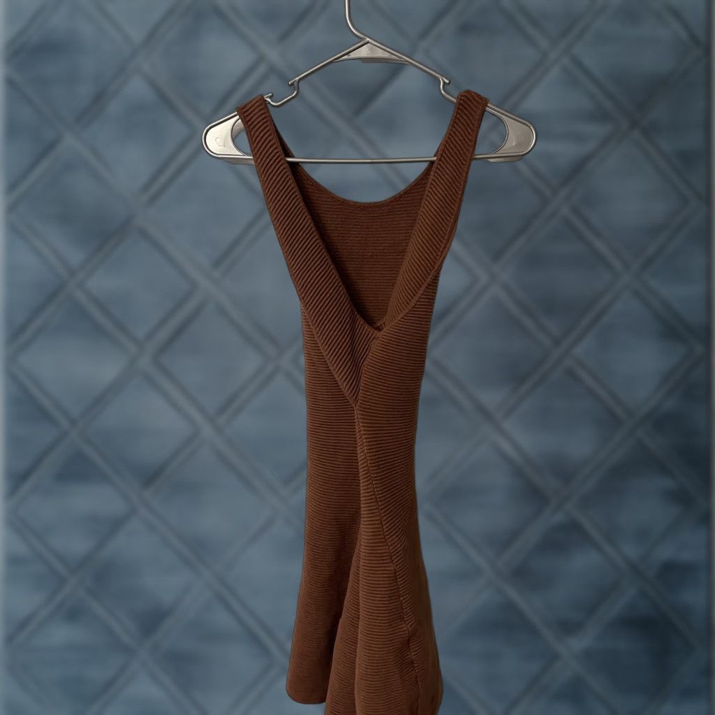Abercrombie & Fitch Abercrombie & Fitch Dress Knit Ribbed Crossback Brown Sleeveless M Women Bodycon Short Print: N/A Size M / US 6-8 / IT 42-44 - 1 Thumbnail
