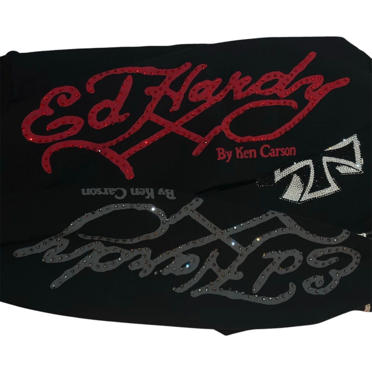 Ed Hardy by Ken Carson Black Rhinestone Zip-Up Hoodie