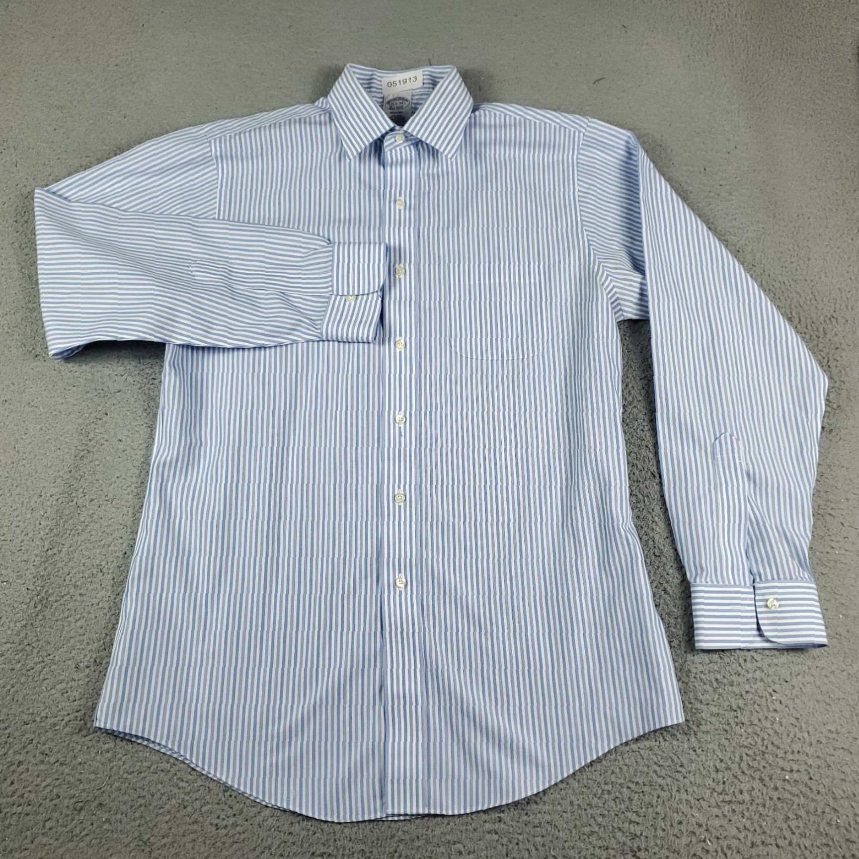 Brooks Brothers VINTAGE Brooks Brothers Dress Shirt Men 15.5 Blue Striped Cotton Long Sleeve Business Casual Formal Size 40R - 2 Thumbnail
