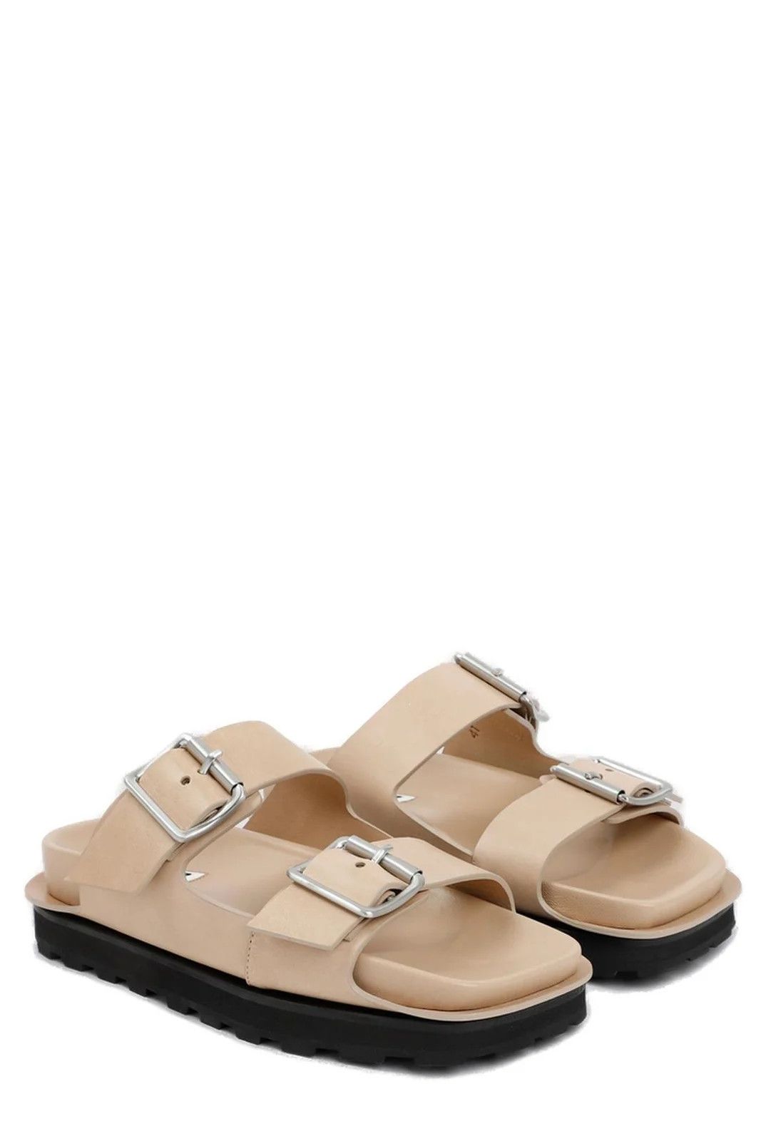 Jil Sander o1y1124 Double Buckle Leather Slippers in Beige Size US 9 / EU 42 - 1 Thumbnail