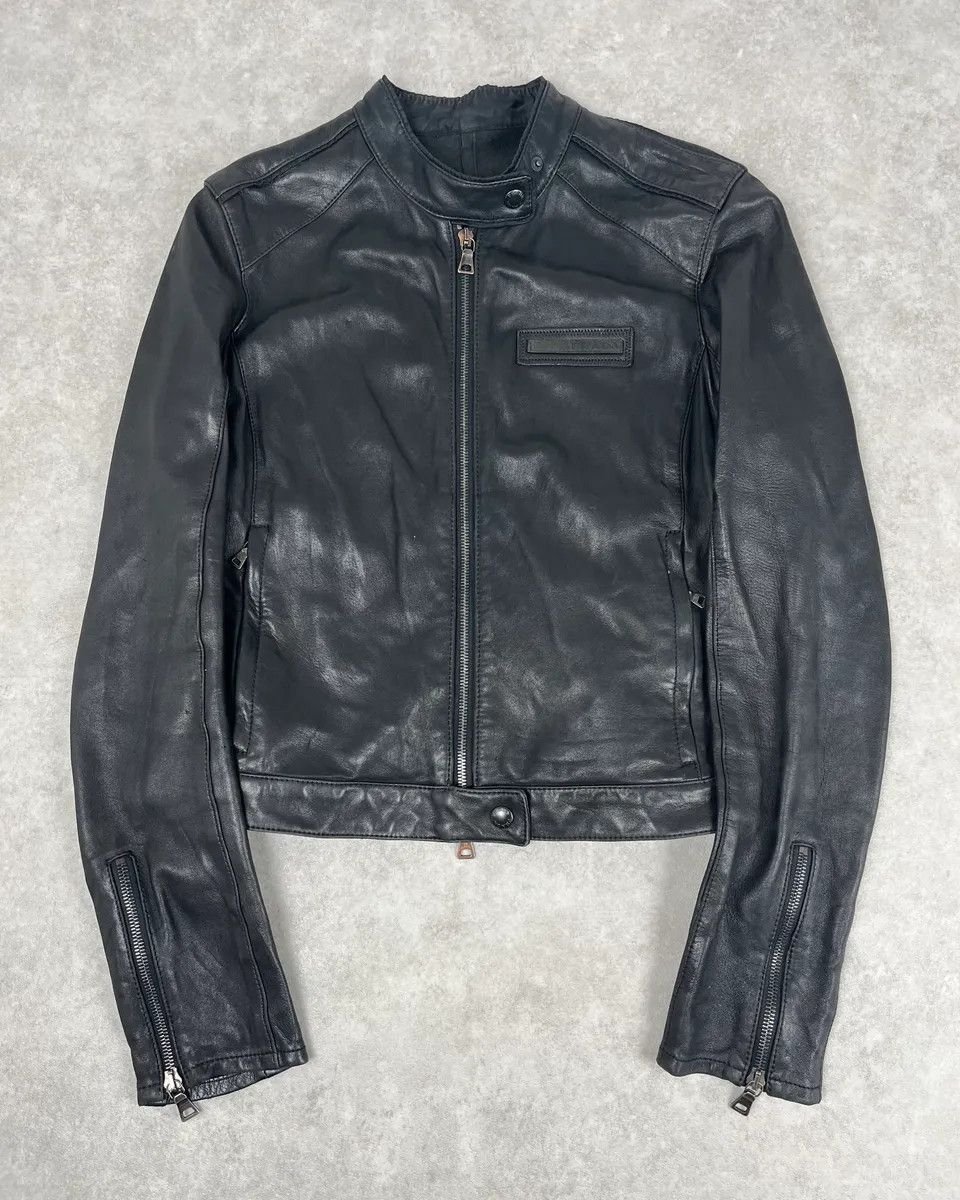 Prada 2000s Prada Black Biker Leather Jacket Size S / US 4 / IT 40 - 1 Thumbnail