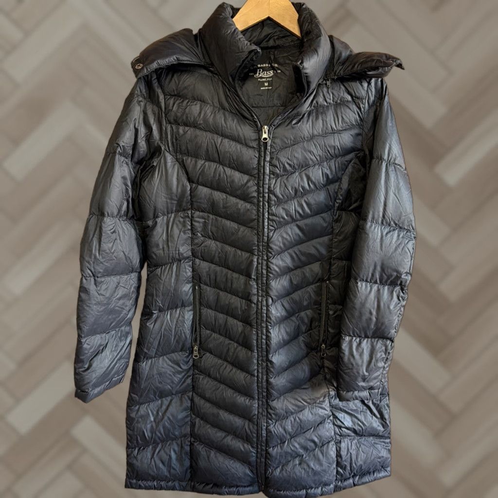 Vintage GH Bass Down Puffer Jacket Womens Medium Black Hood Winter Parka Gorpcore Size M / US 6-8 / IT 42-44 - 1 Thumbnail