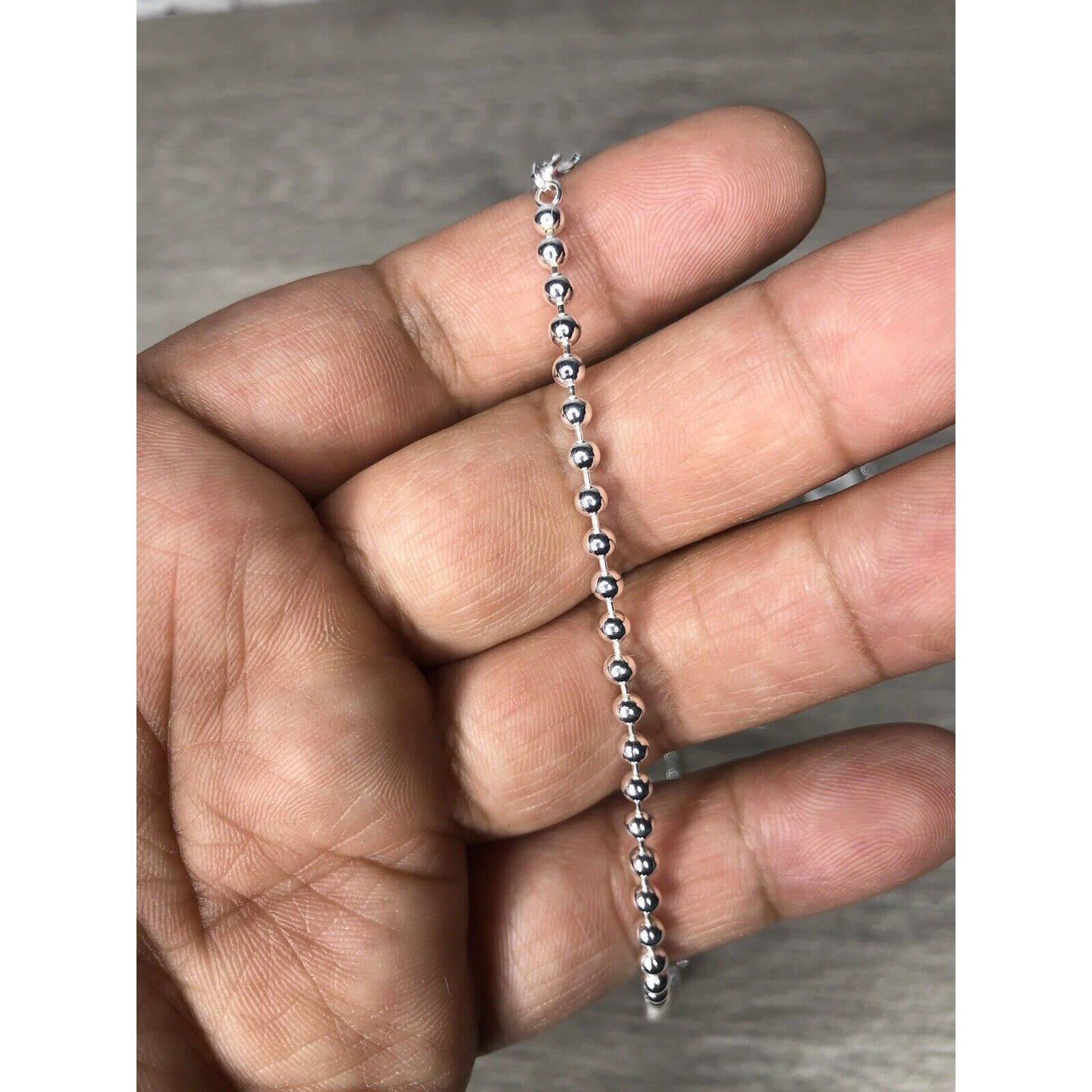 Other Solid Sterling Silver Bead Ball Chain Necklace 925 Italian M Size ONE SIZE - 2 Thumbnail