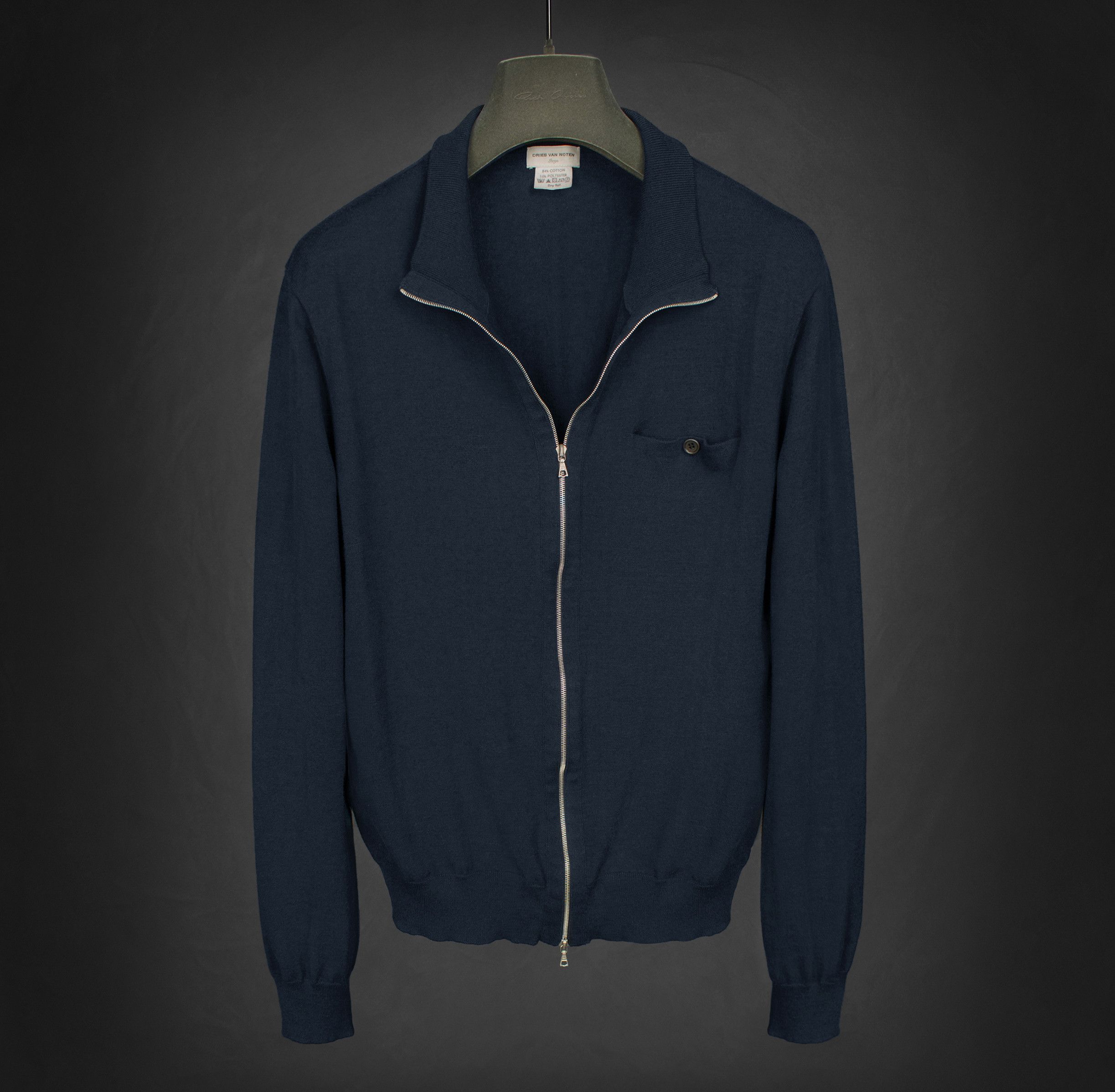 image of Dries Van Noten Lightweight Zipper Bomber in Navy, Men's (Size Large)