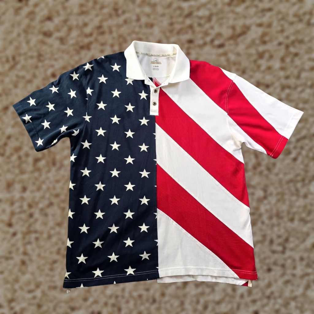 Vintage RedHead Polo Shirt Mens Large Red White Blue American Flag Short Sleeve Shirt Size US L / EU 52-54 / 3 - 1 Thumbnail
