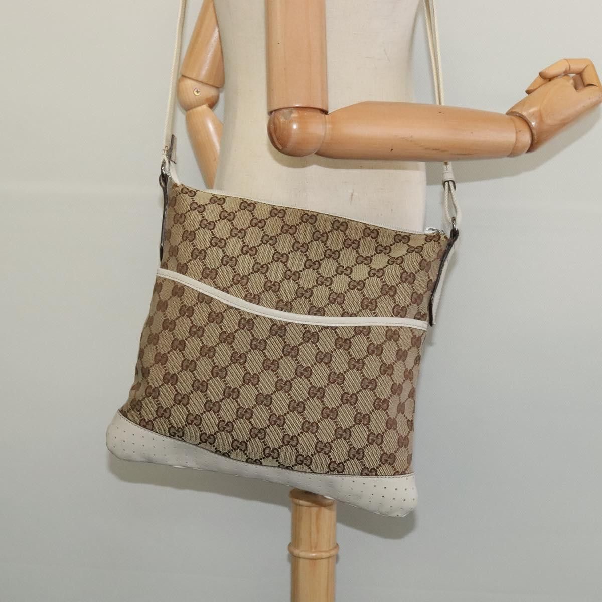 Gucci GUCCI GG Canvas Shoulder Bag Beige Silver Size ONE SIZE - 23 Thumbnail