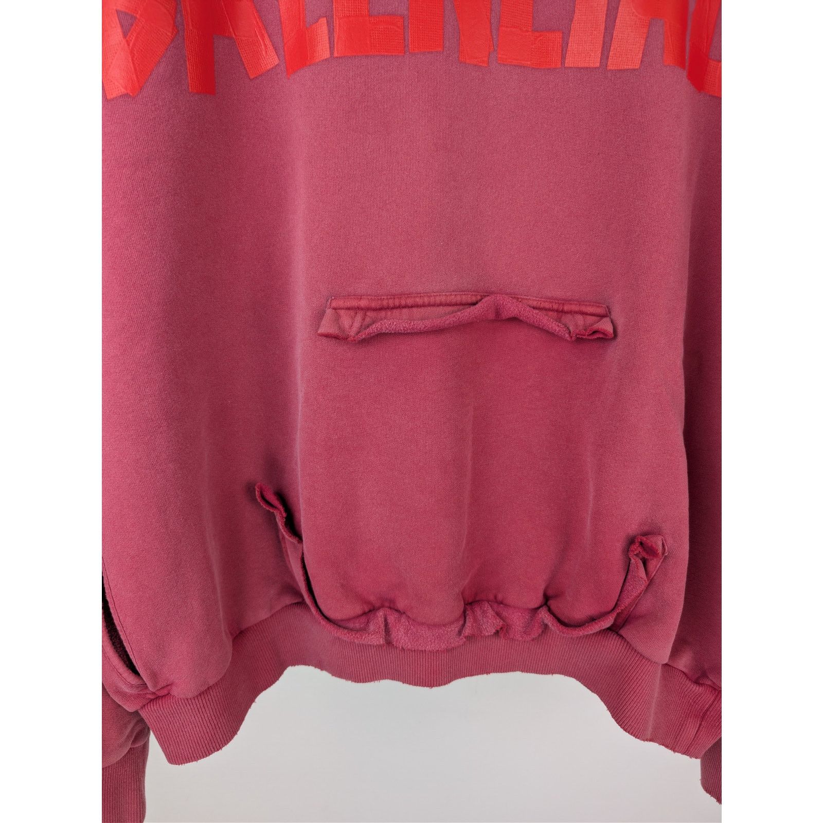 Balenciaga o1rshd1 Tape Type Ripped Pocket Hoodie in Raspberry Size US S / EU 44-46 / 1 - 8 Thumbnail