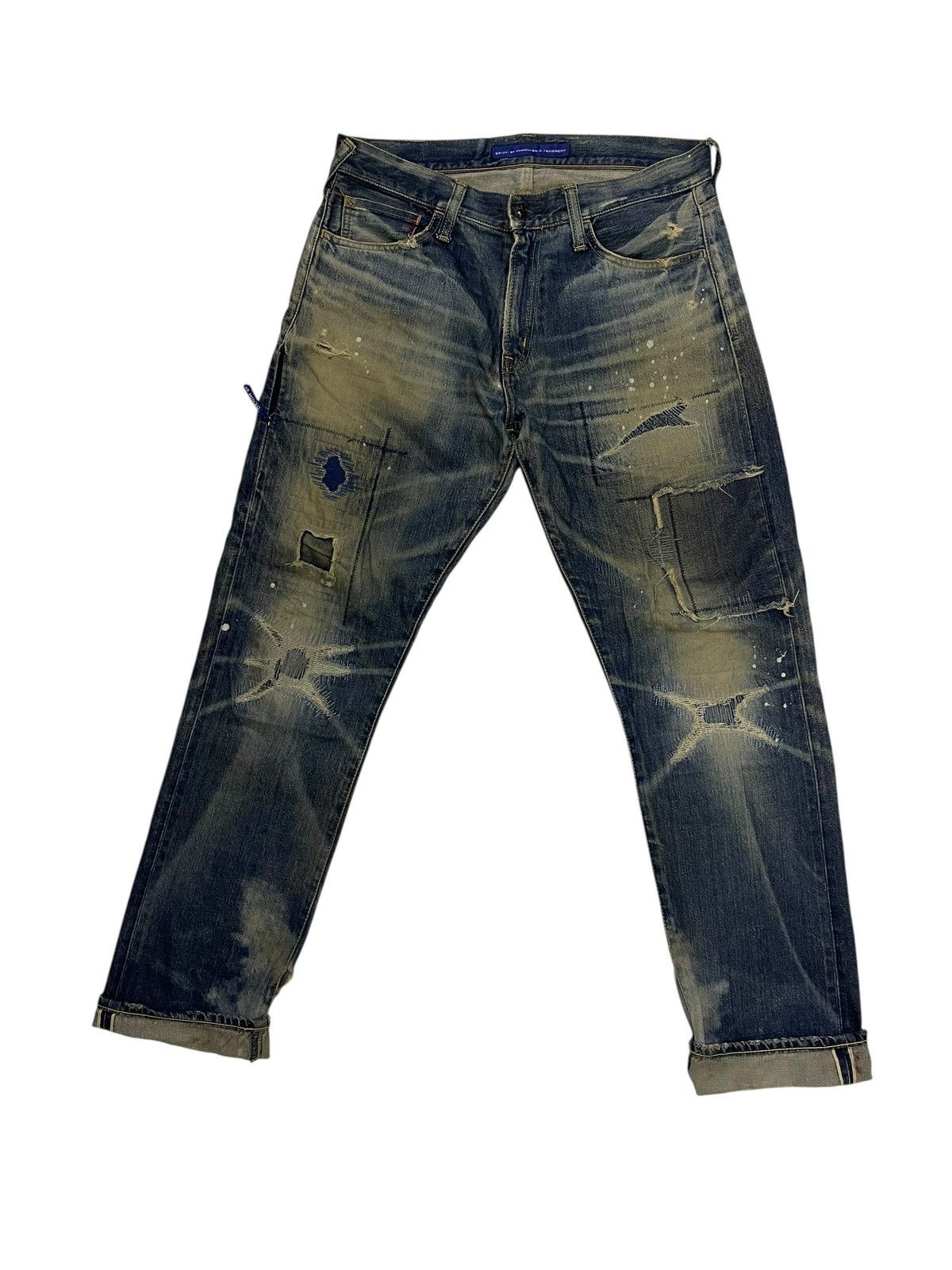 Designer × Fragment Design × Vanquish RARE Denim by Vanquish & Fragment Distressed Jeans Size US 32 / EU 48 - 2 Thumbnail