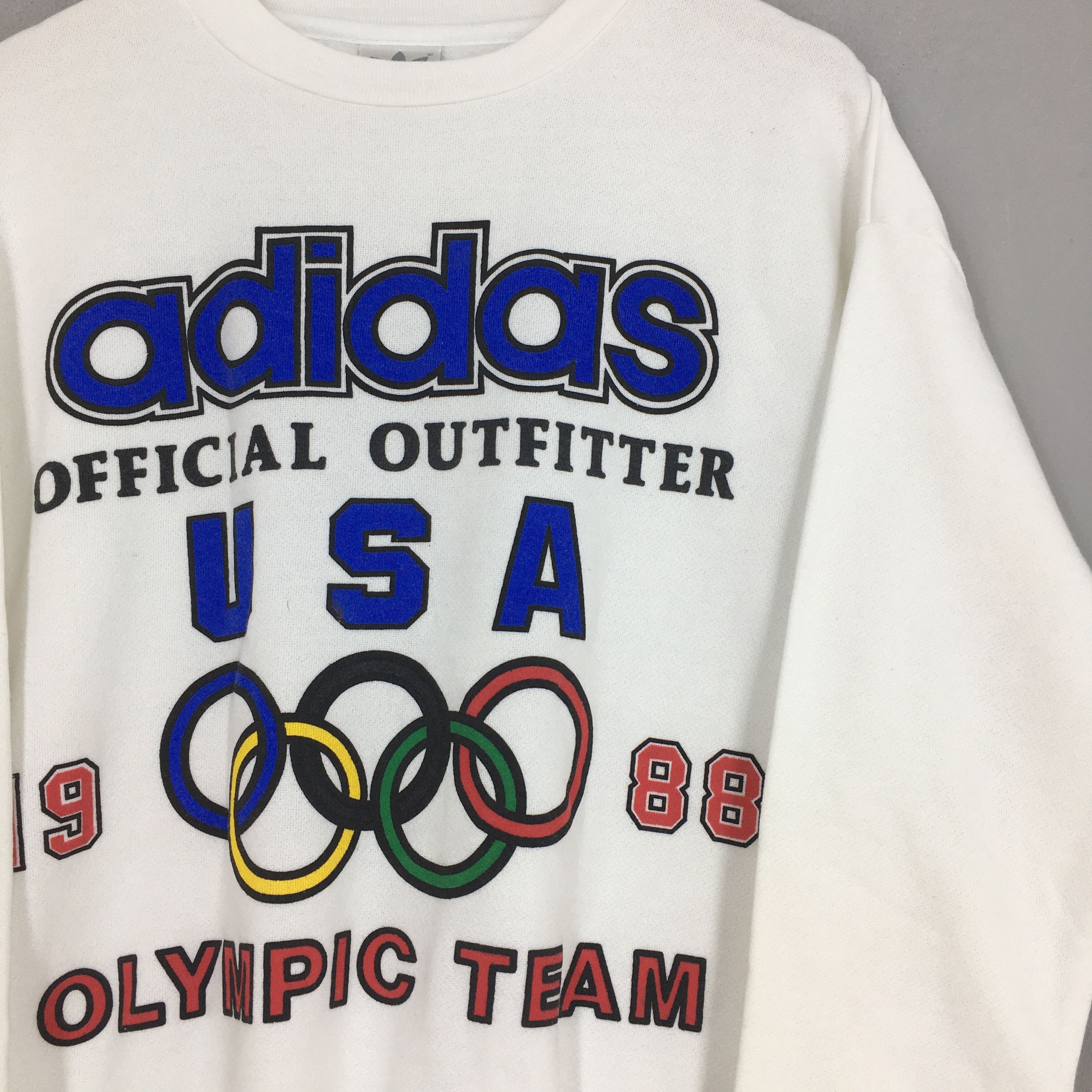 Adidas Vintage 80's Adidas Usa Olympic Team White Sweatshirt Small Size US S / EU 44-46 / 1 - 2 Thumbnail