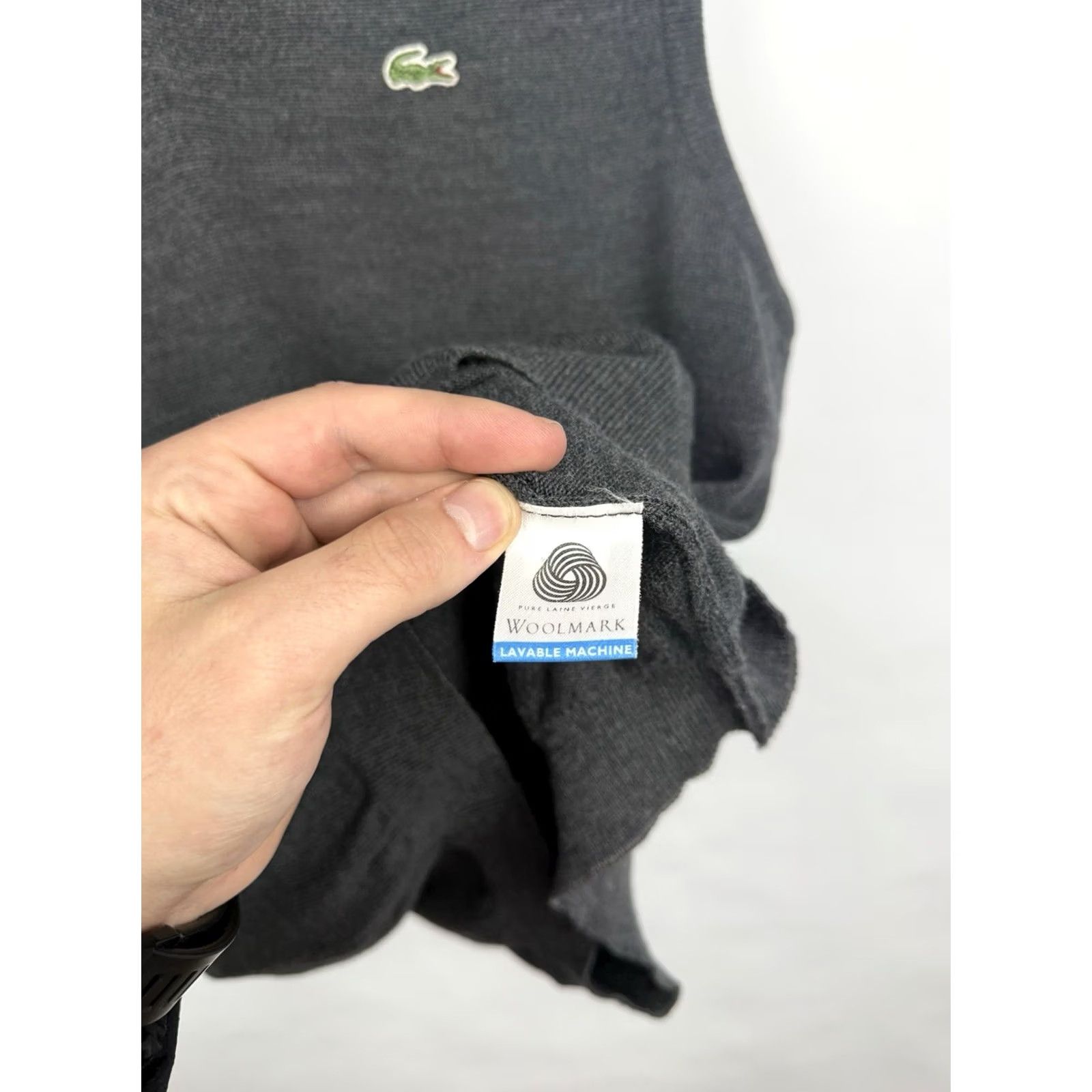 Lacoste VINTAGE Lacoste Wool Vest Sweater Men's 90s Made in France Gray M/L Vest Wool Sweater Men 90s France Vintage Size US L / EU 52-54 / 3 - 6 Thumbnail