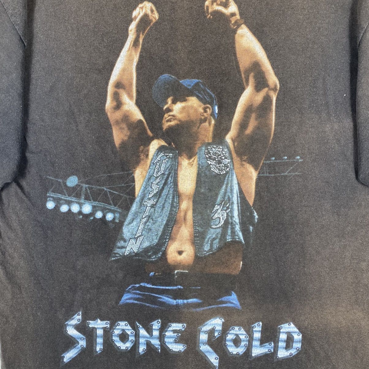 Vintage Vintage 90's STONE COLD WWF Graphic Crazy Sunfaded Tee Size US M / EU 48-50 / 2 - 10 Thumbnail