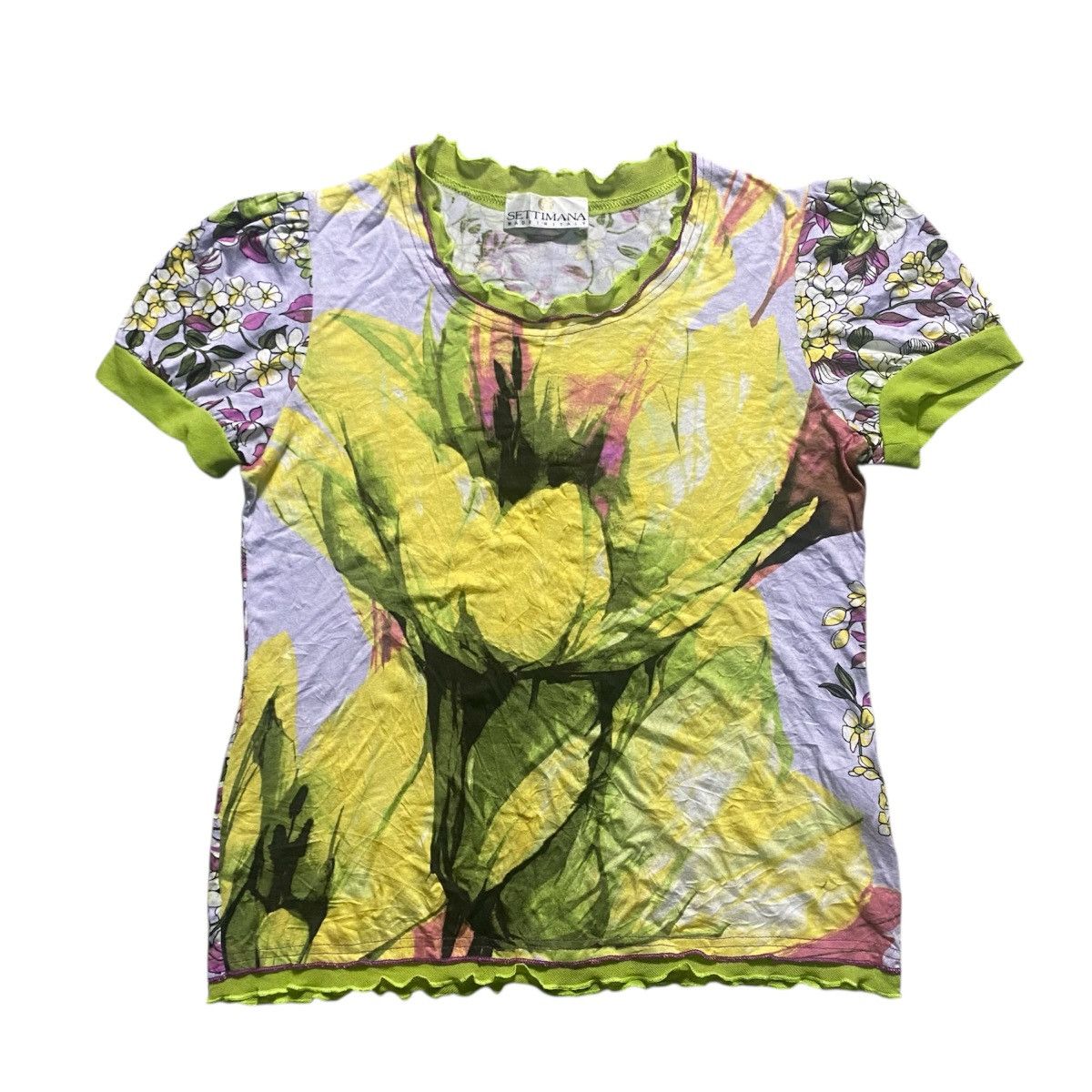 Other Settimana Italy Designer Flower All Overprint Shirt Size L / US 10 / IT 46 - 1 Thumbnail