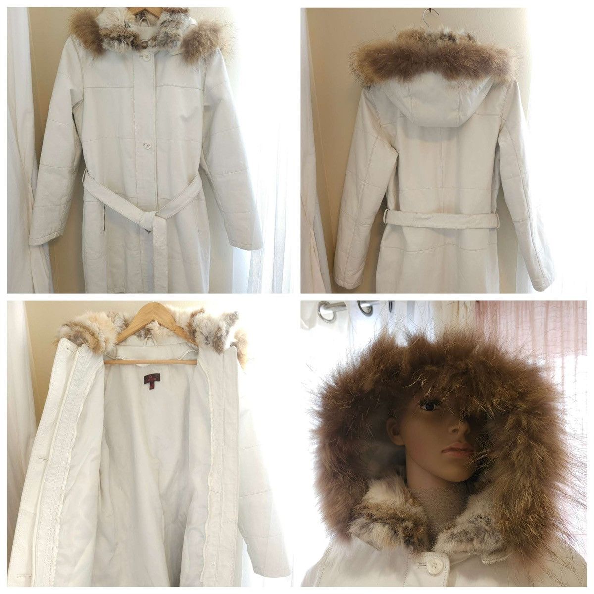 Danier 100% Leather Raccoon Fur Lining Rabbit Hooded Coat By Danier Size M / US 6-8 / IT 42-44 - 19 Thumbnail
