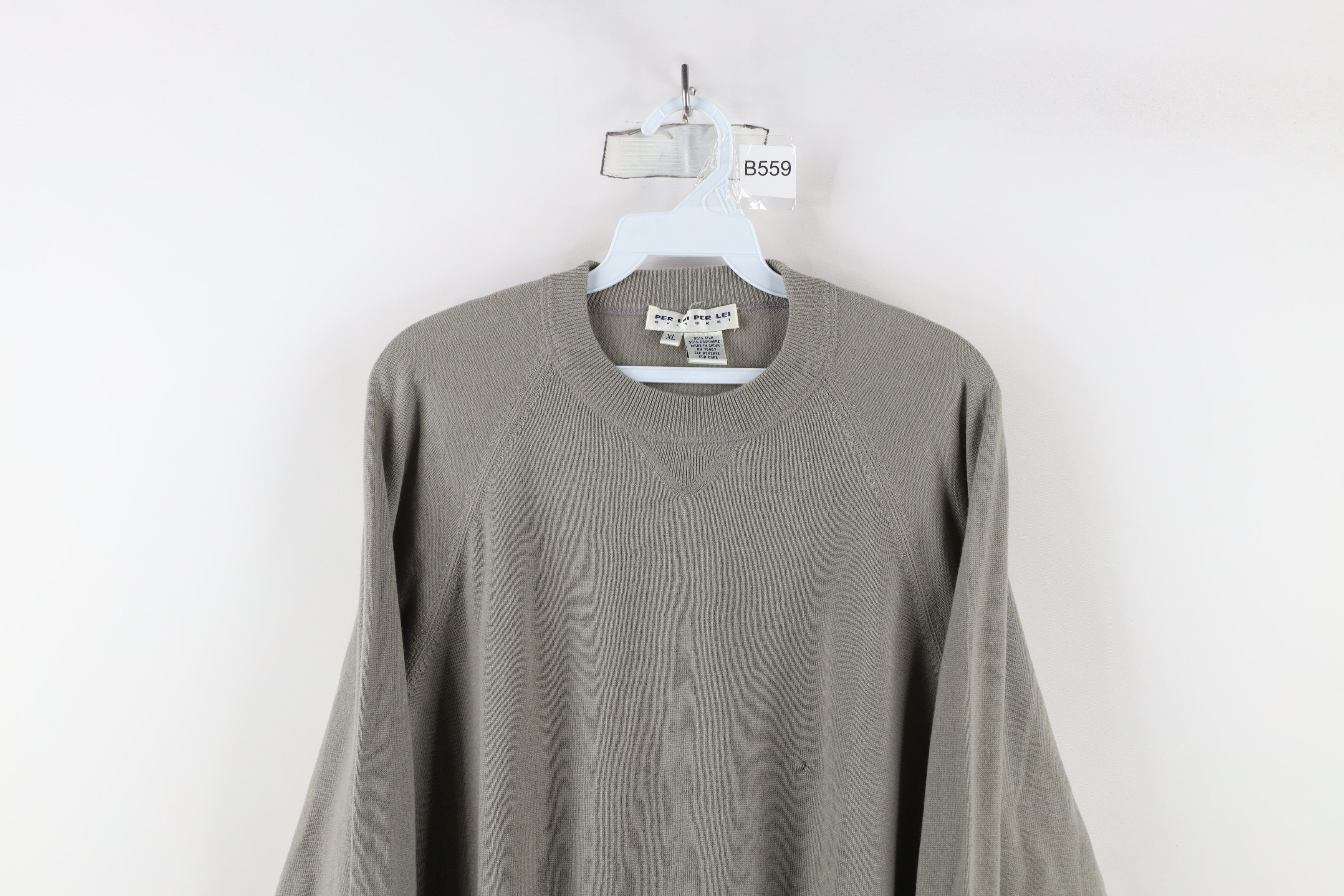 Vintage Vintage 90s Streetwear Silk Cashmere Blend Knit Sweater Gray Size US XL / EU 56 / 4 - 2 Thumbnail