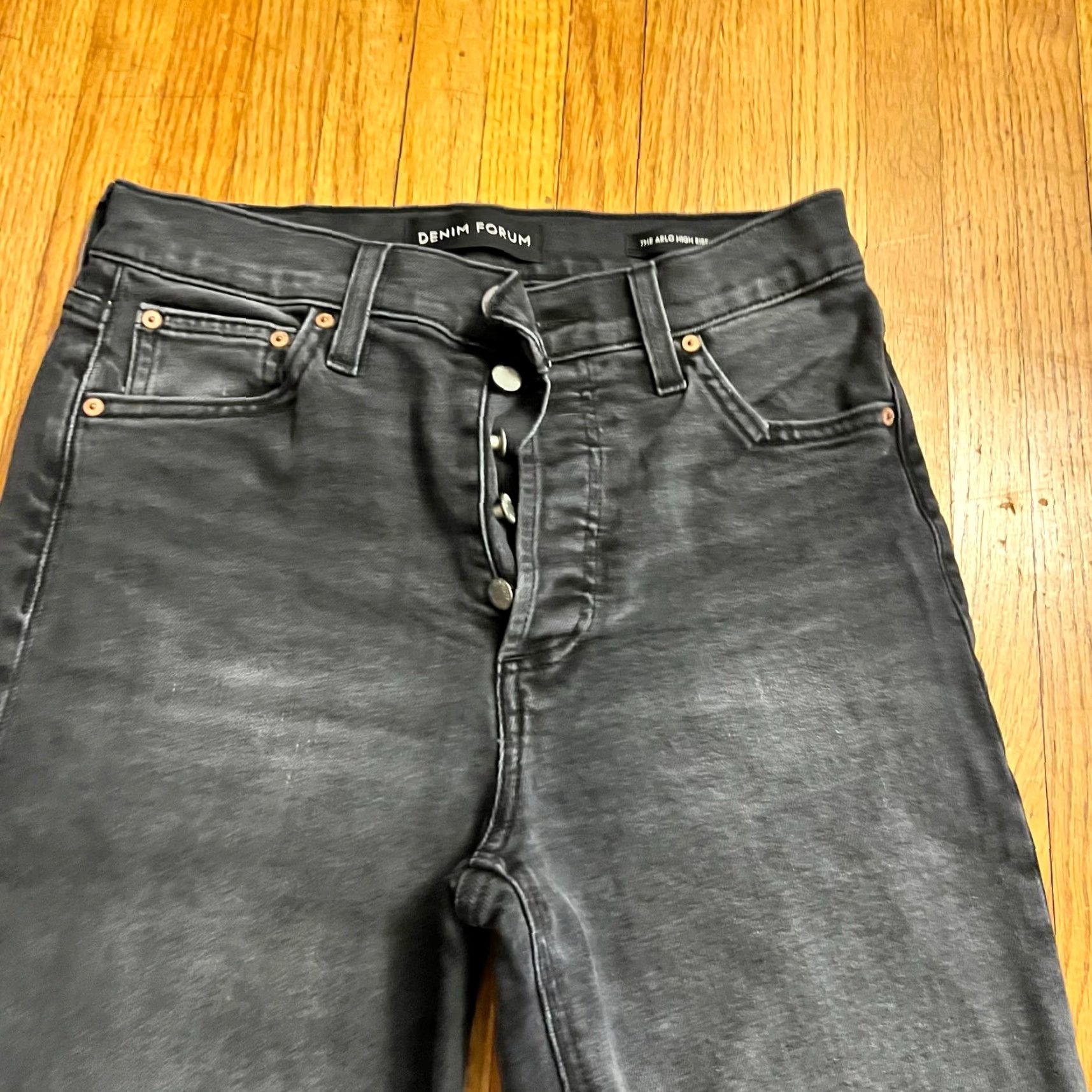 Vintage Denim Forum Jeans Womens 28 Long Arlo High Rise Straight Button Fly Black Size 28" / US 6 / IT 42 - 2 Thumbnail