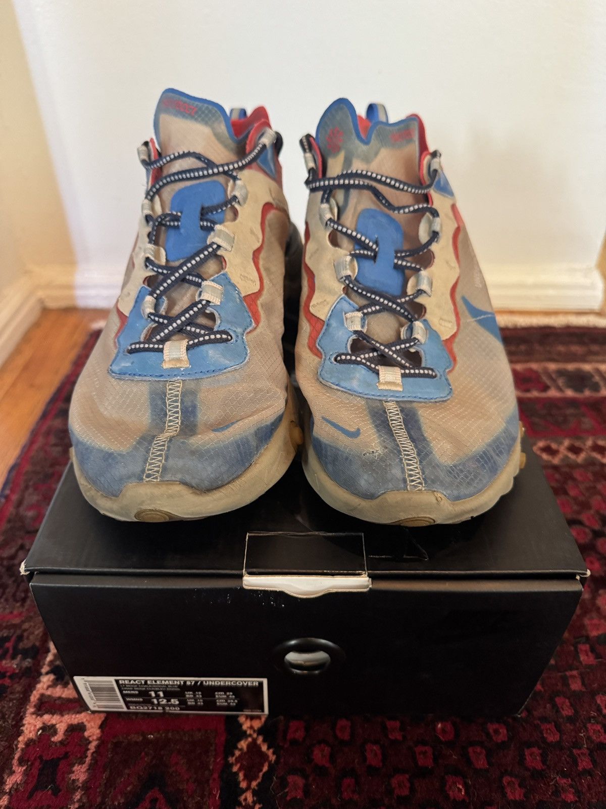 Nike × Undercover React Element 87 in Light Beige Chalk/Signal Blue Size US 11 / EU 44 - 2 Thumbnail