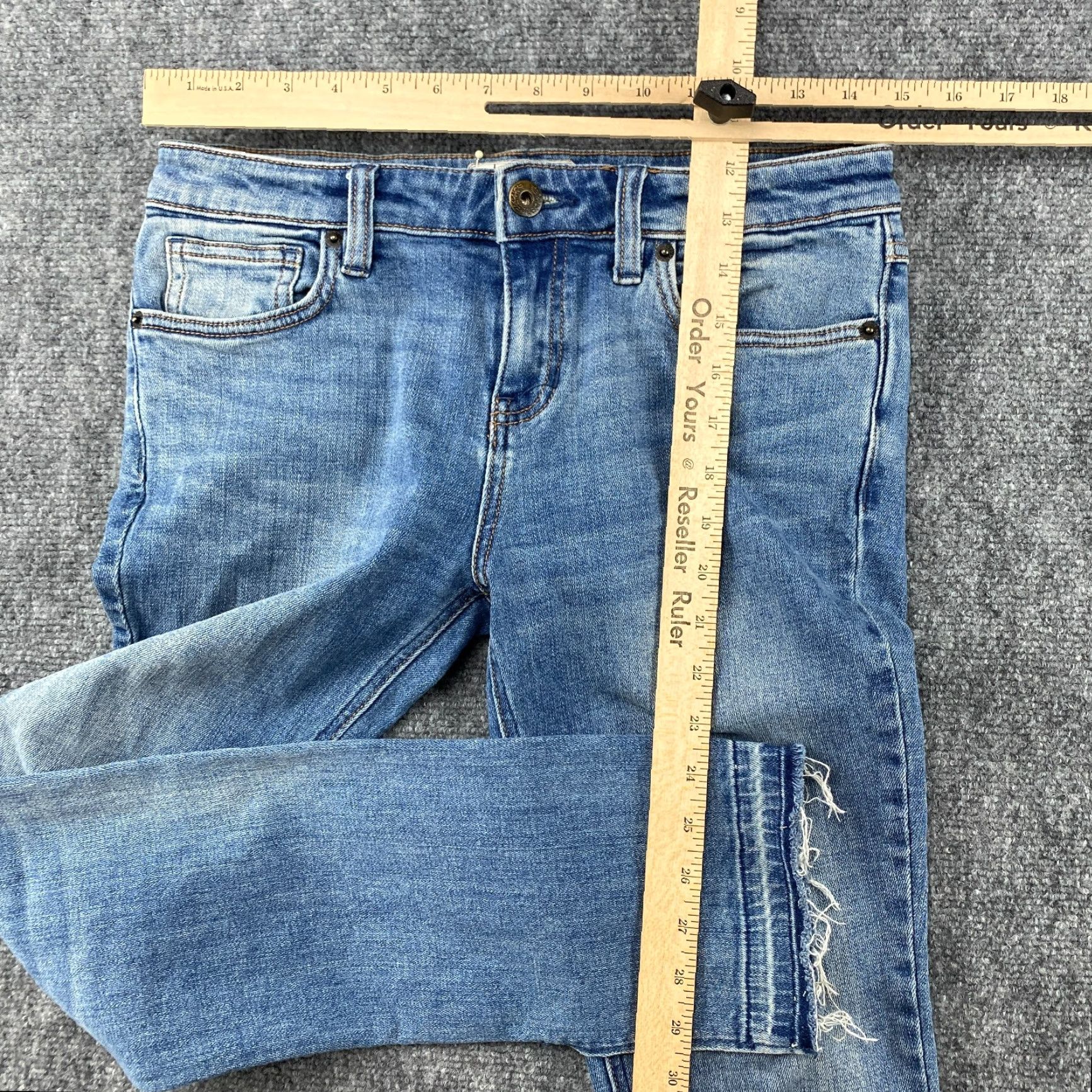 Free People Free People Jeans Womens 28 Blue Mid-Rise Distressed Stretch Ankle Slit Fray Hem Size 28" / US 6 / IT 42 - 5 Thumbnail