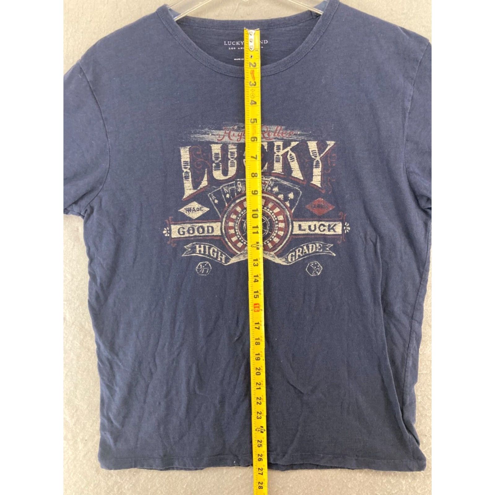 Lucky Brand Lucky Brand Mens TShirt Large Blue High Roller Dice Cards Roulette TShirt Crew Neck Jersey Cotton Graphic Print USA 10s 90s Mens Size US L / EU 52-54 / 3 - 3 Thumbnail