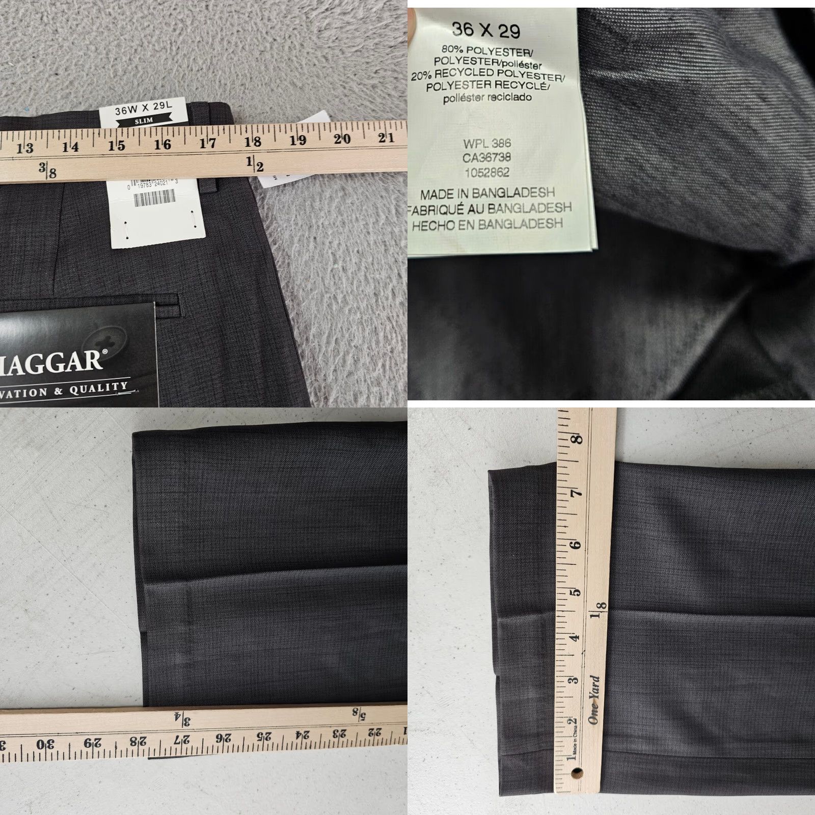 Haggar Haggar Dress Pants Mens 36x29 Gray Slim Fit Premium Stretch Flat Front Dress Pants Mens Slim Gray 36 29 Modern Classic Size US 36 / EU 52 - 9 Thumbnail