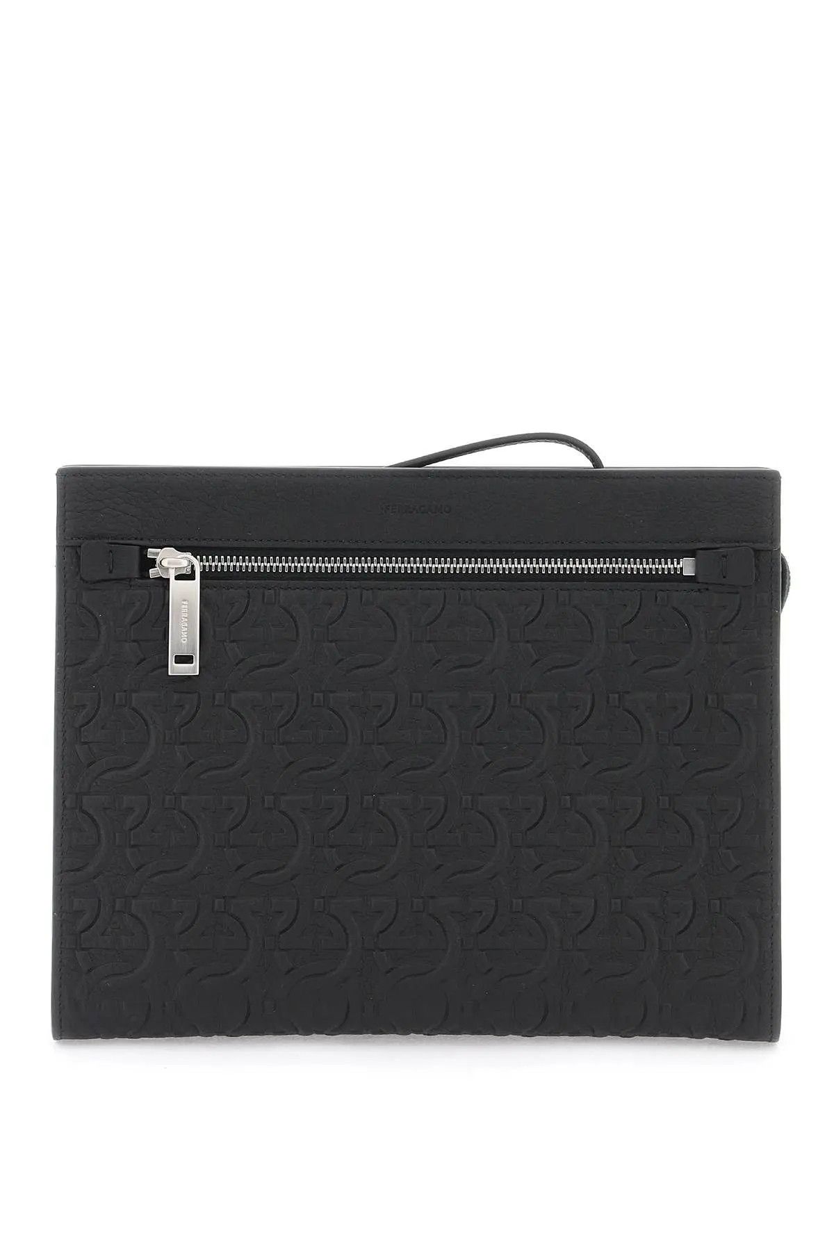 image of Salvatore Ferragamo O1S22I1N0324 Size-Os Gancini Pouch In Black, Men's