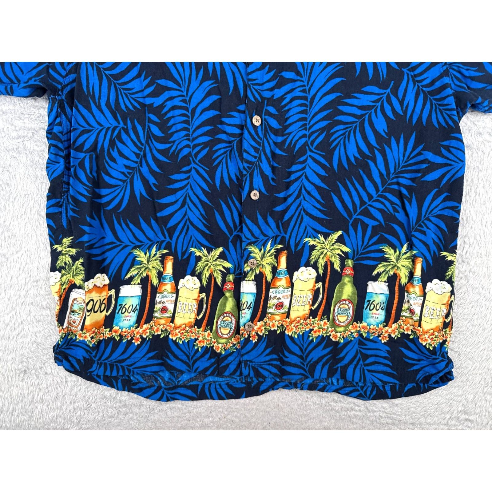 Vintage Third Coast Shirt Adult 2XL blue Floral Palm 100% Rayon Button Hawaiian Size US XXL / EU 58 / 5 - 5 Thumbnail