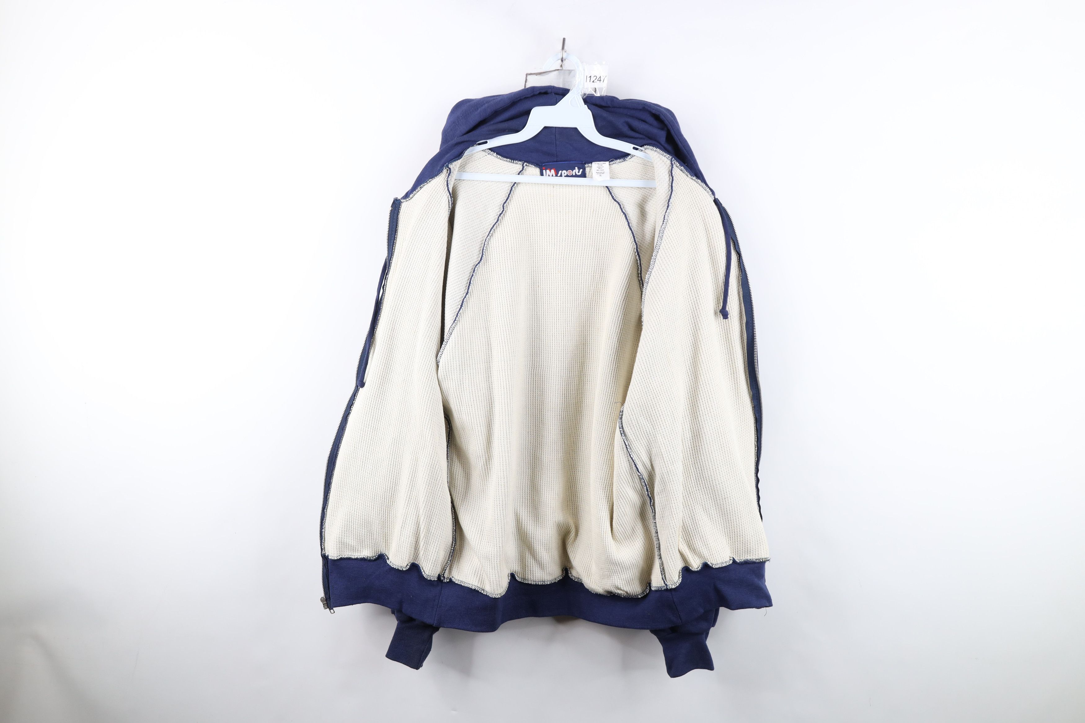 Vintage Vintage 90s Thermal Waffle Knit Lined Hoodie Sweatshirt Size US XL / EU 56 / 4 - 9 Thumbnail