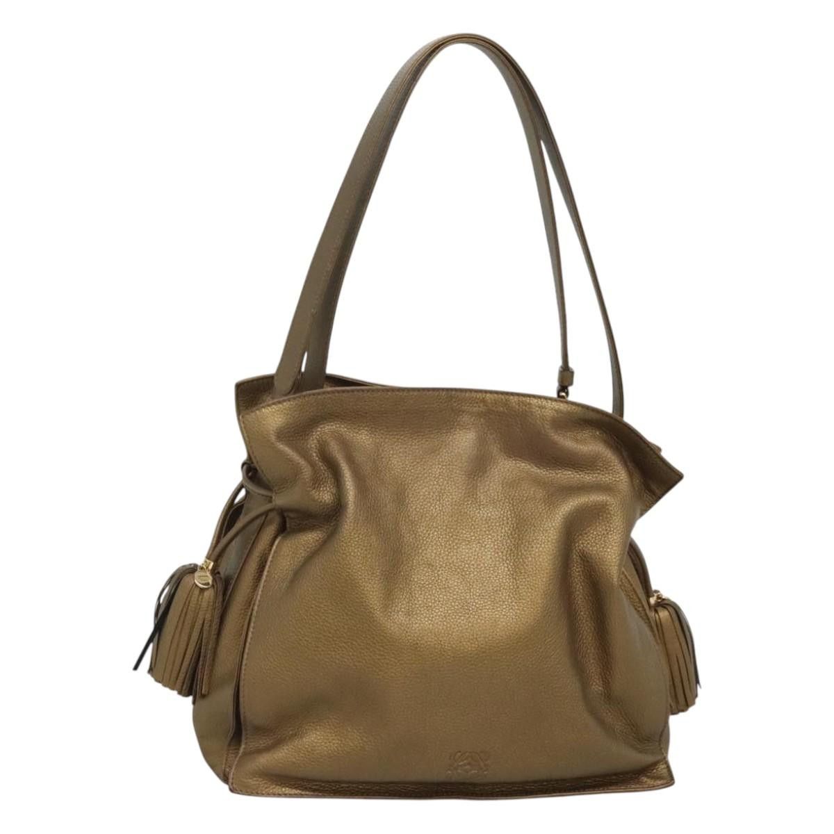Loewe Anagram Shoulder Bag Leather Gold Auth Pp448, Women's