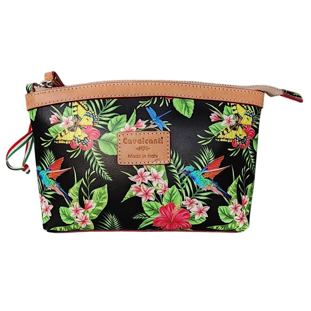 Designer Cavalcanti Tropical Floral Leather Pouch Wristlet Clutch Size ONE SIZE - 1 Thumbnail