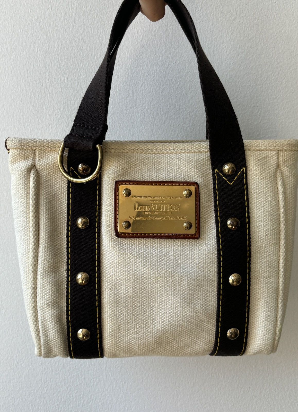 Louis Vuitton Louis Vuitton Antigua Cabas Handbag PM White Canvas Size ONE SIZE - 10 Thumbnail