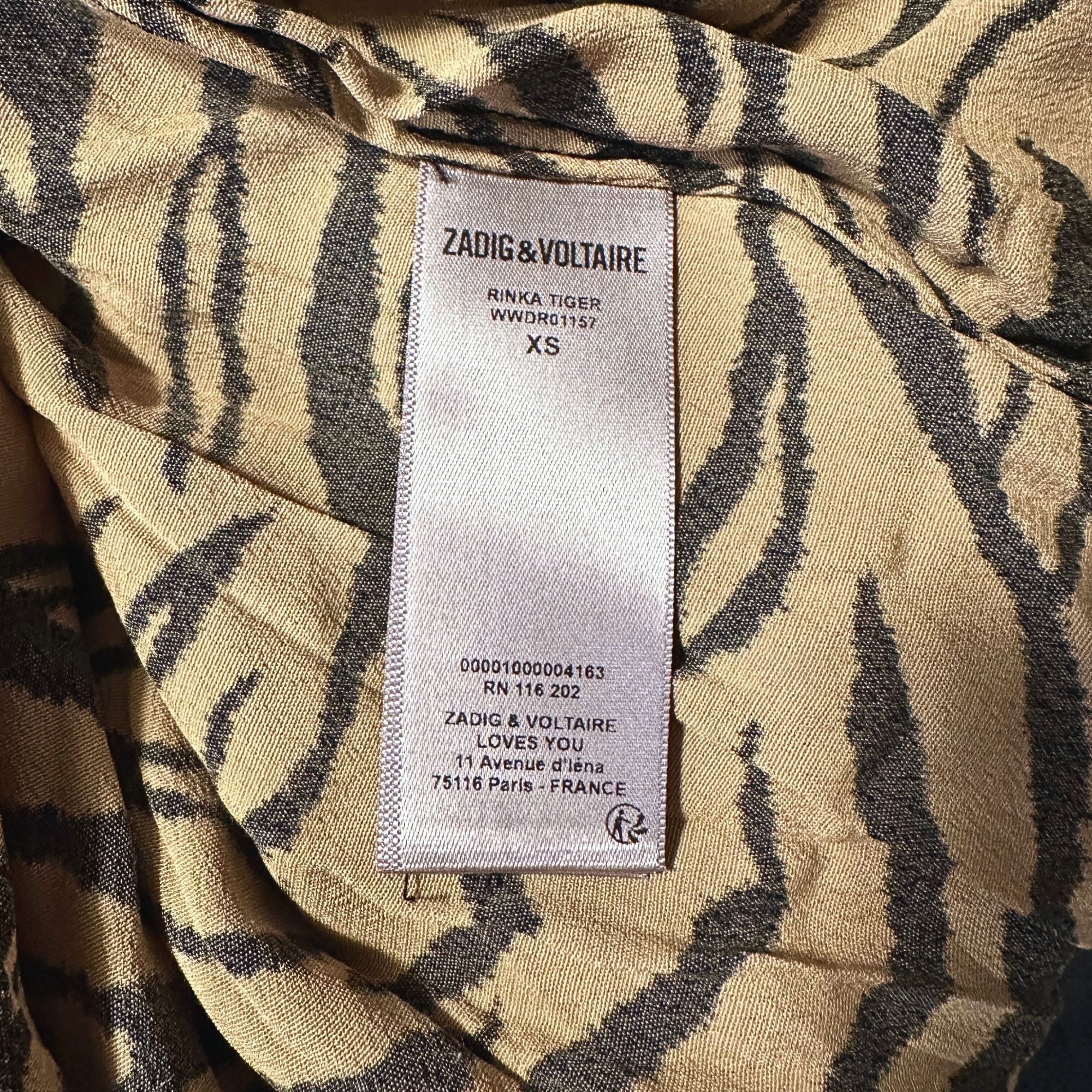 Zadig & Voltaire Zadig & Voltaire Rinka Tiger Print Long Sleeve Mini Dress XS Size XS / US 0-2 / IT 36-38 - 9 Thumbnail
