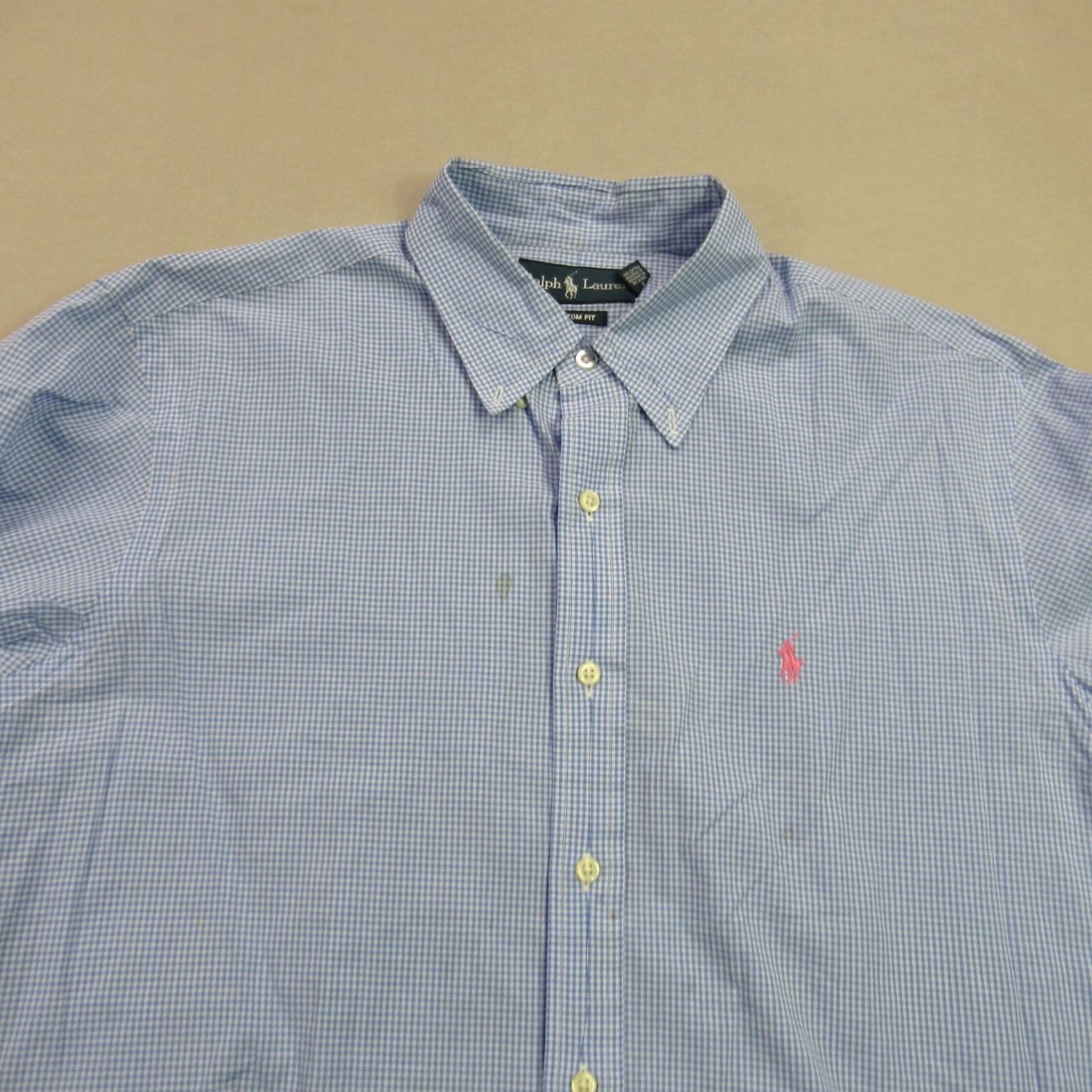 Polo Ralph Lauren Ralph Lauren Shirt Mens Large Long Sleeve Button Front Blue Checks Custom Fit Polo Ralph Lauren Shirt Button-Up Casual Men’s Regular Fit Checks Blue Size US L / EU 52-54 / 3 - 3 Thumbnail