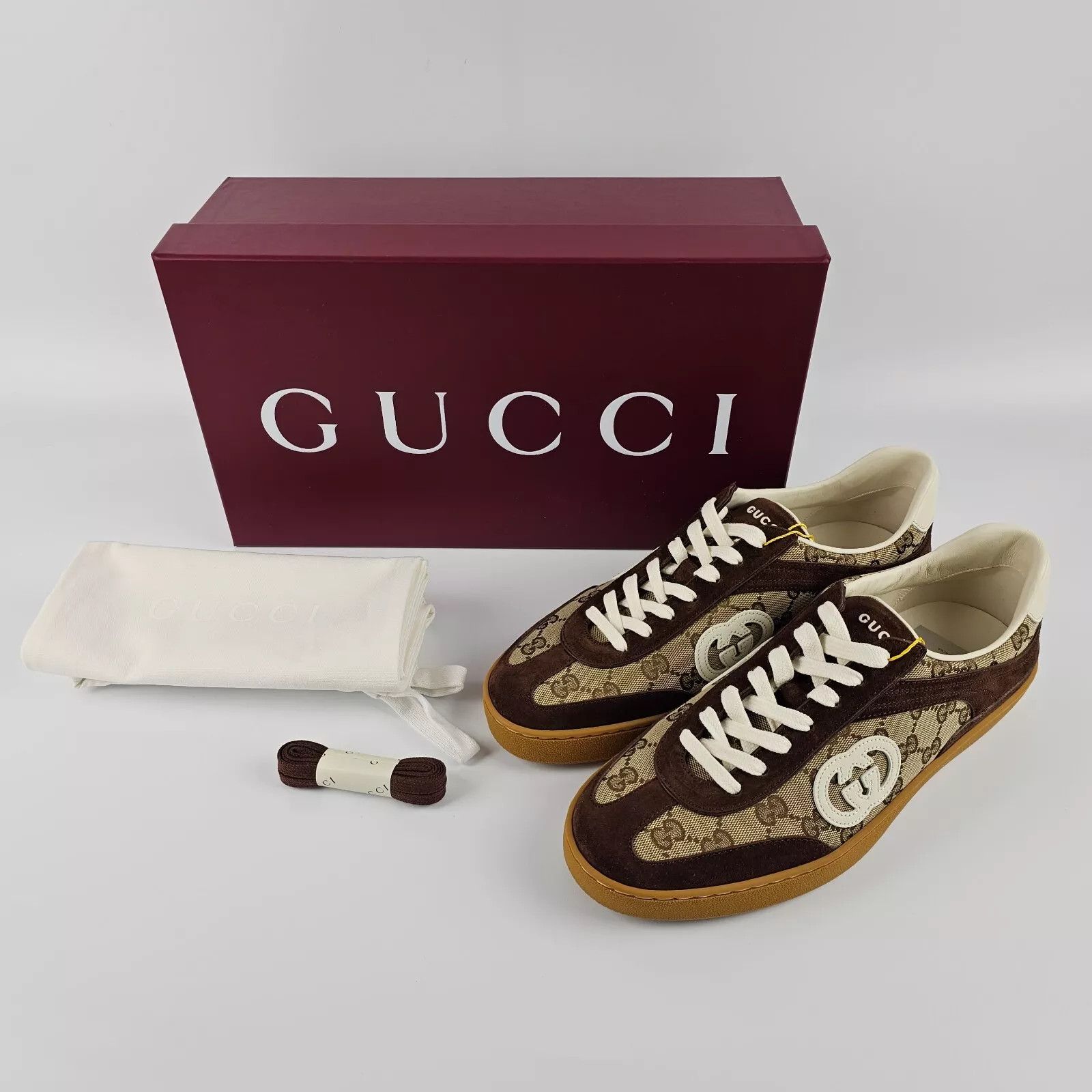 Gucci GUCCI Men's Interlocking G75 Dark Brown Suede Sneakers Size US 11.5 / EU 44-45 - 3 Thumbnail