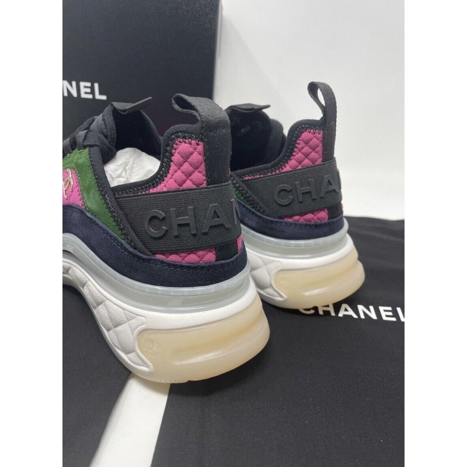Chanel Chanel 21K Sneakers Pink, Green, Dark Pink NIB Size 37.5 Size US 6.5 / IT 36.5 - 4 Thumbnail