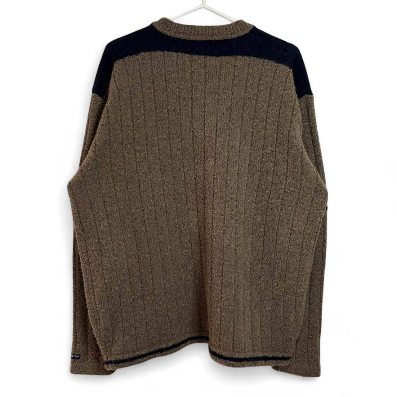 Point Zero × Vintage Vintage 90s Point Zero Brown And Navy Wool Blend Sweater Size US XL / EU 56 / 4 - 4 Thumbnail