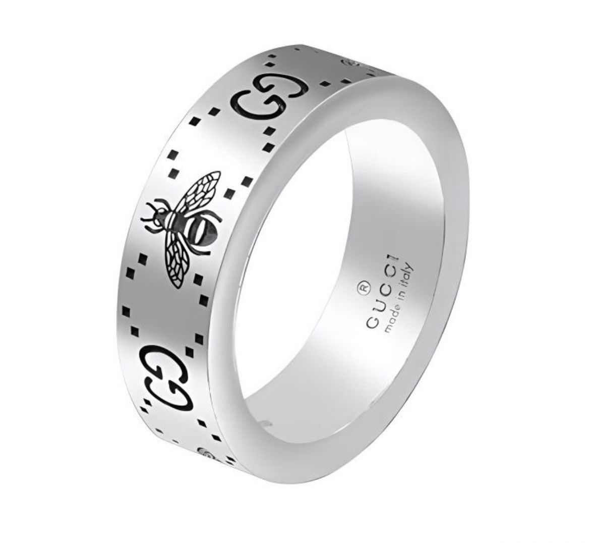Gucci Gucci GG Signature Bee Engraved Wide Ring Silver 925 Size ONE SIZE - 1 Thumbnail