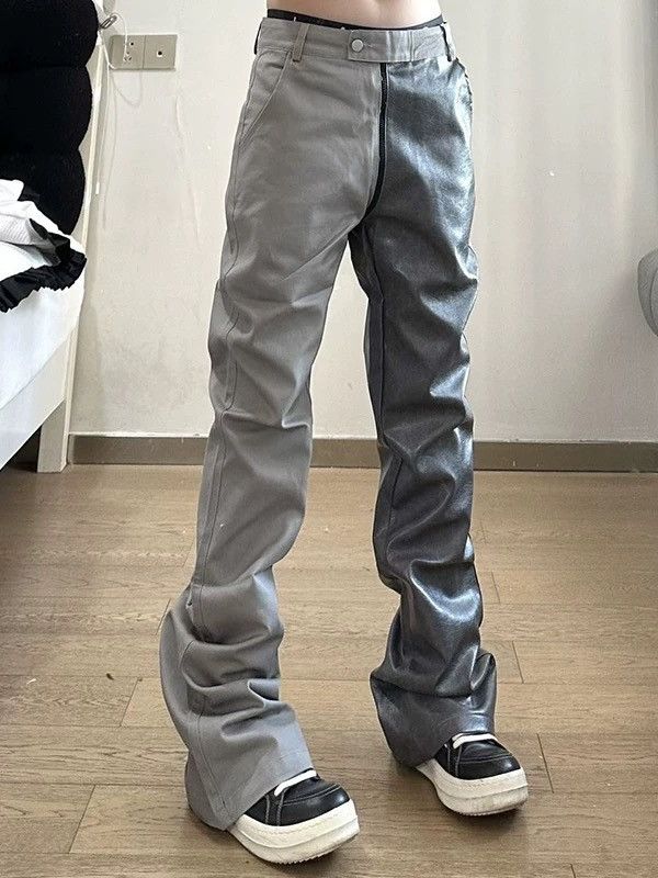Japanese Brand × Vintage Outdoor retro cleanfit faux leather contrast flared pants Size US 30 / EU 46 - 1 Thumbnail