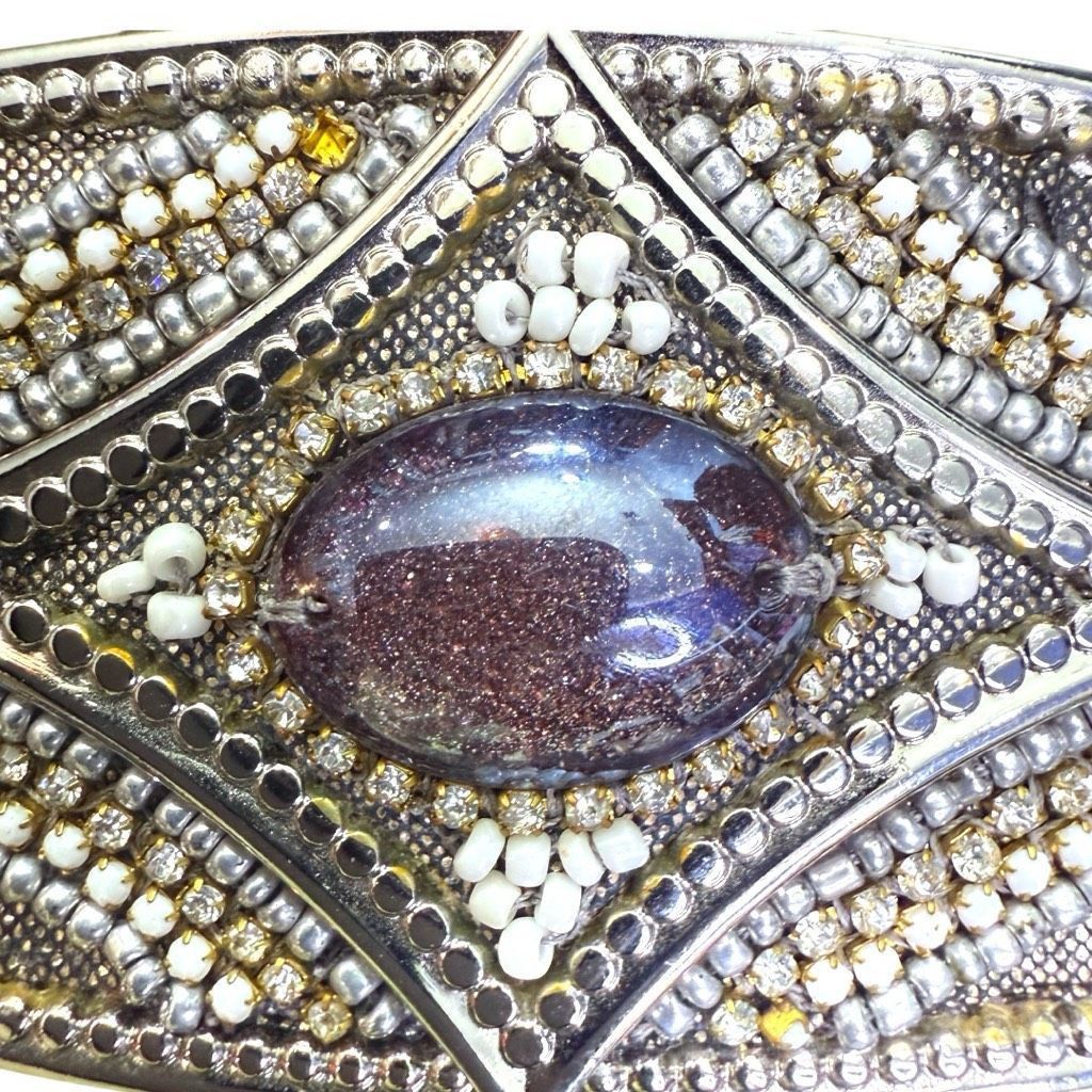 Chicos CHICO’S Metallic Gunmetal Silver Embellished Buckle Leather Size ONE SIZE - 3 Thumbnail