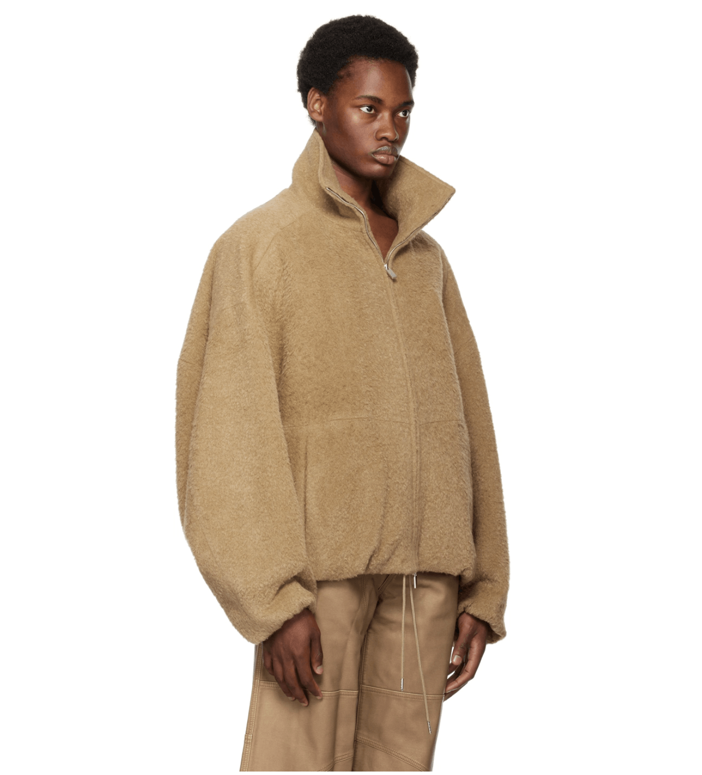 System System Tan Hairy Wool Bomber Jacket Devin Booker Size US M / EU 48-50 / 2 - 10 Thumbnail