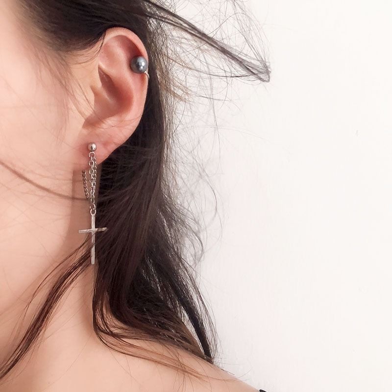 Jewelry × Sterling Silver Dark Earrings One Pairs Chrome Jewelry Size ONE SIZE - 5 Thumbnail