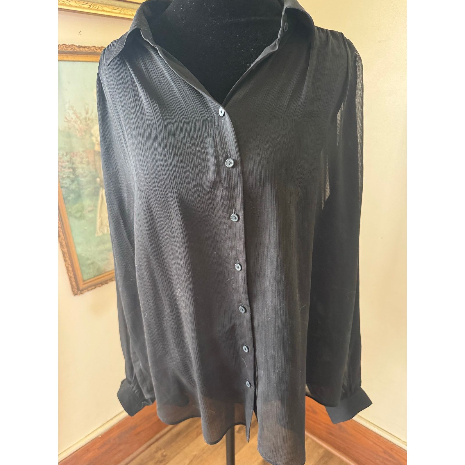 Uniqlo Uniqlo C Clare Waight Keller Sheer Pleated Black Blouse Size M / US 6-8 / IT 42-44 - 1 Thumbnail